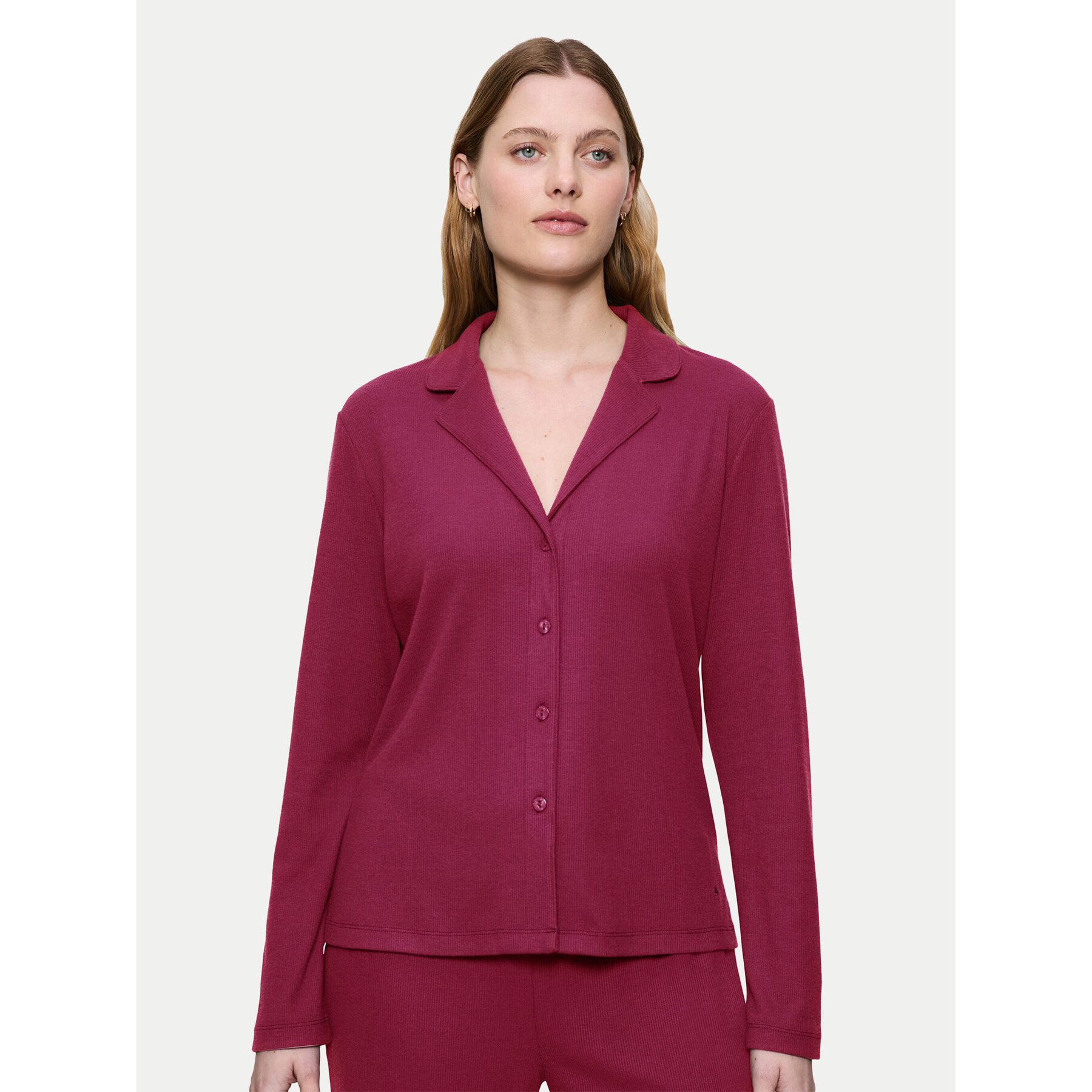 Triumph Μπλούζα πιτζάμας Mix&Match 10225047 Μπορντό Regular Fit