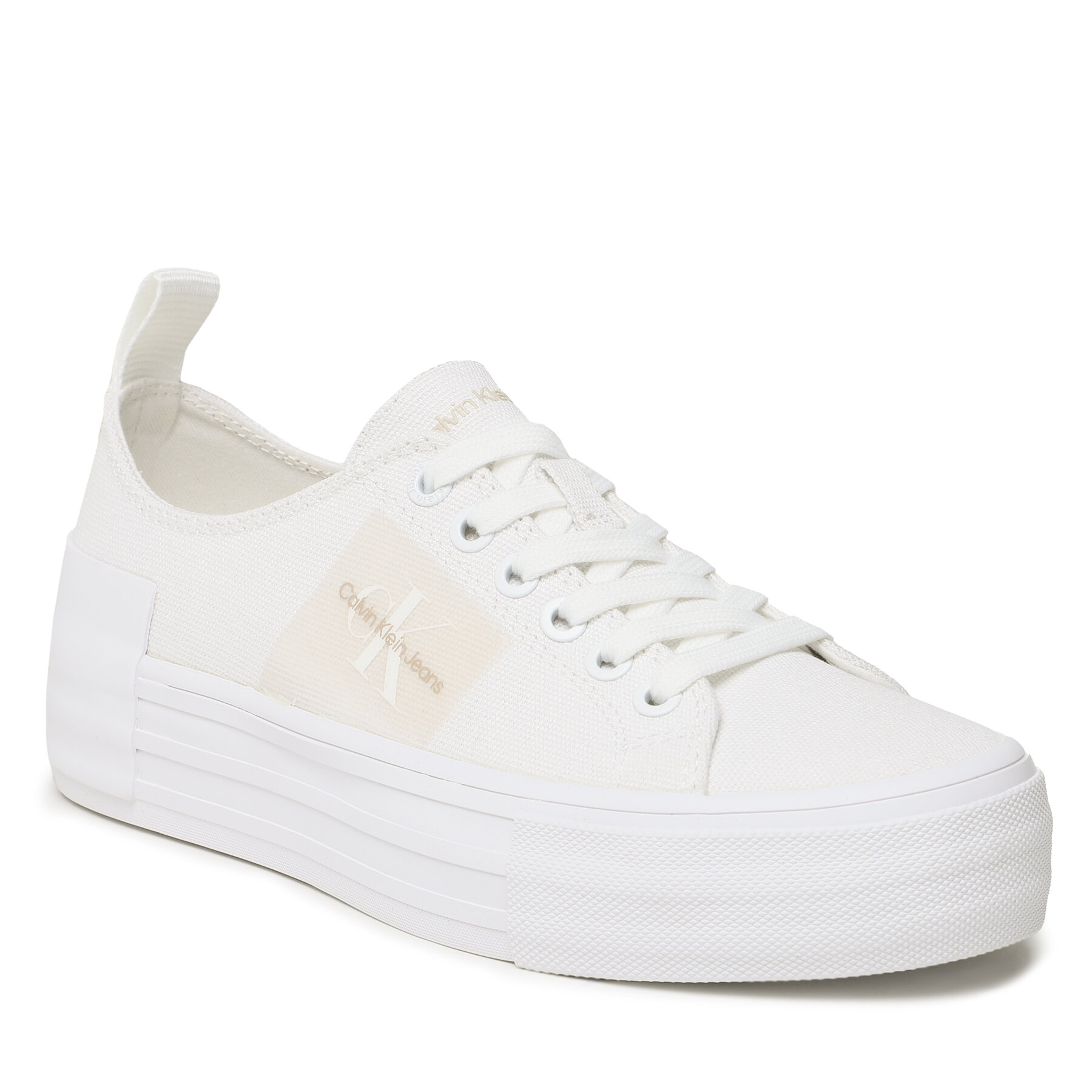 Teniși Calvin Klein Jeans Bold Vulc Flat Laceup YW0YW01039 Bright White YBR