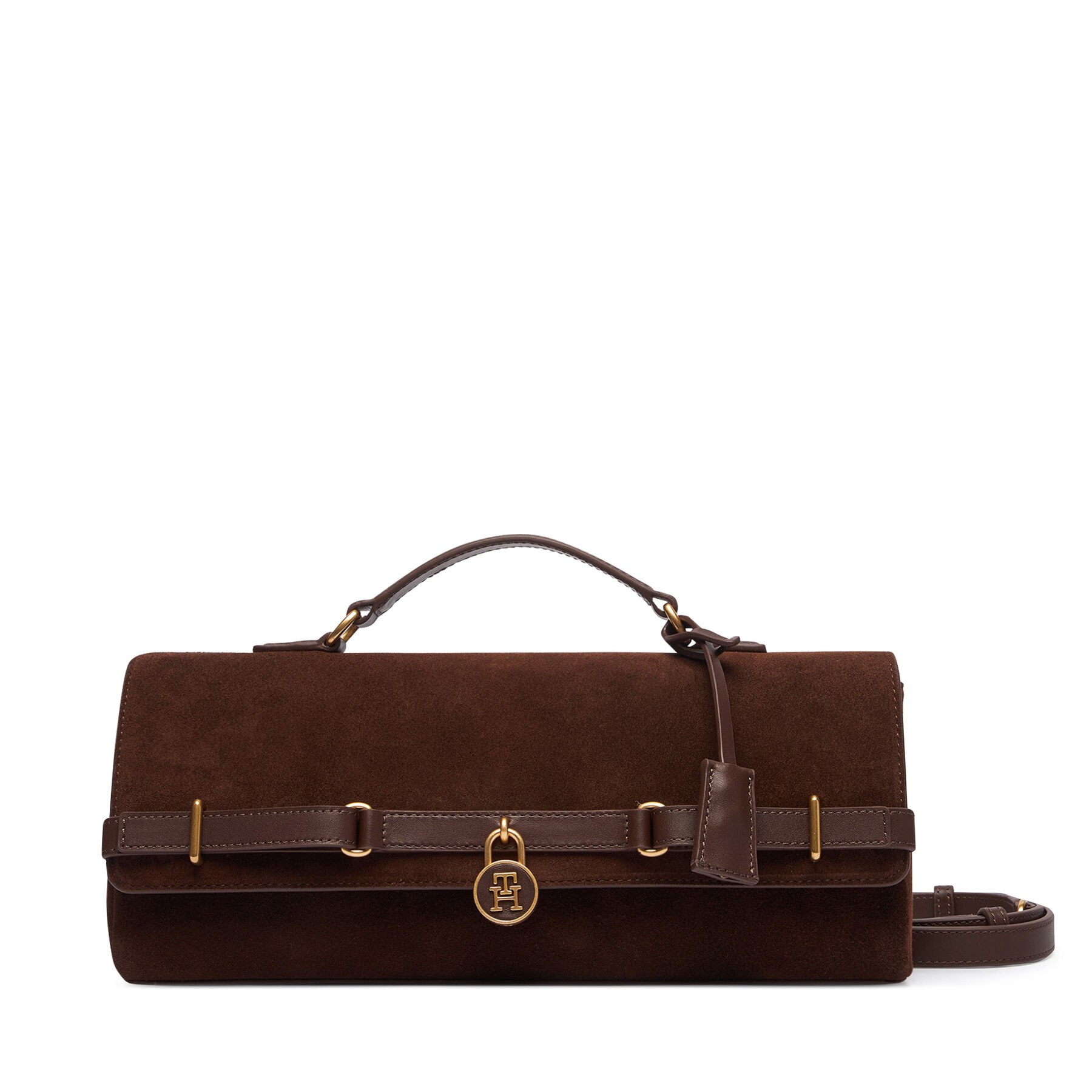 Τσάντα Tommy Hilfiger American Icon Clutch Suede AW0AW19515 Καφέ