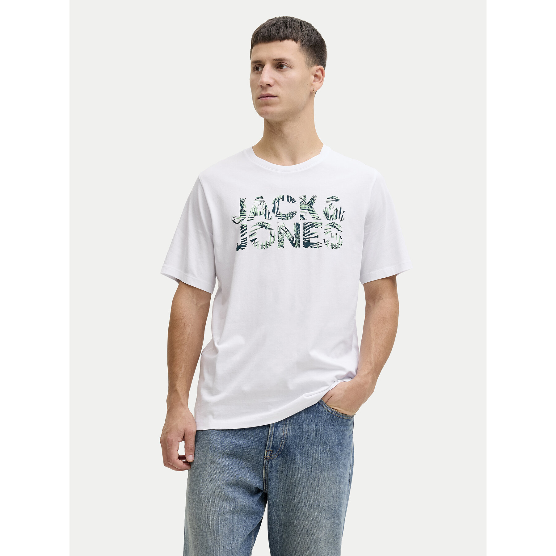 Jack & Jones T-Shirt Ejeff Logo 12288536 Weiß Regular Fit