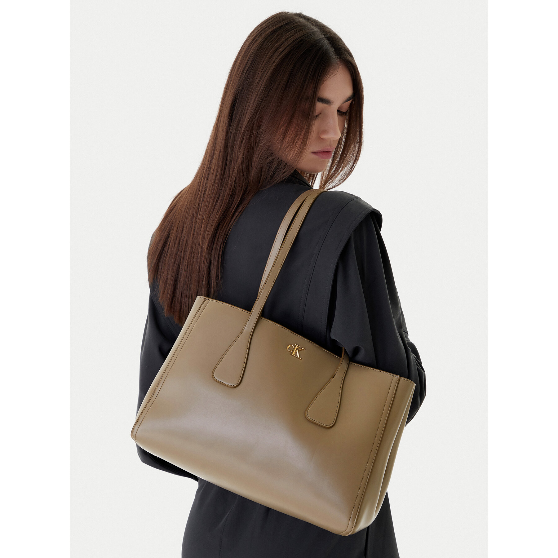 Torbica Calvin Klein Ck Medium Work Tote LV04F3442G Bež