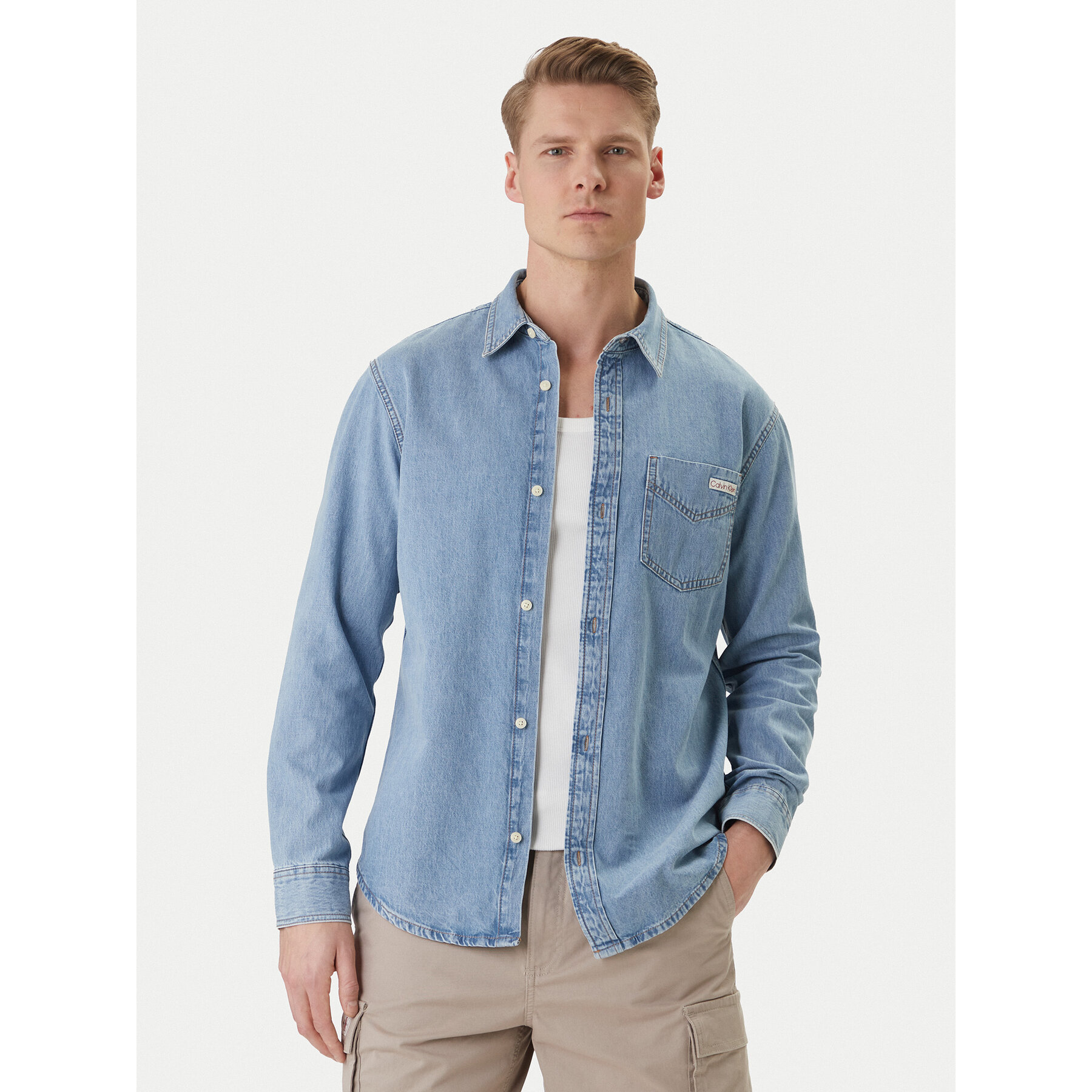 Calvin Klein Jeans Jeanshemd Essential LV04RE710G Blau Regular Fit