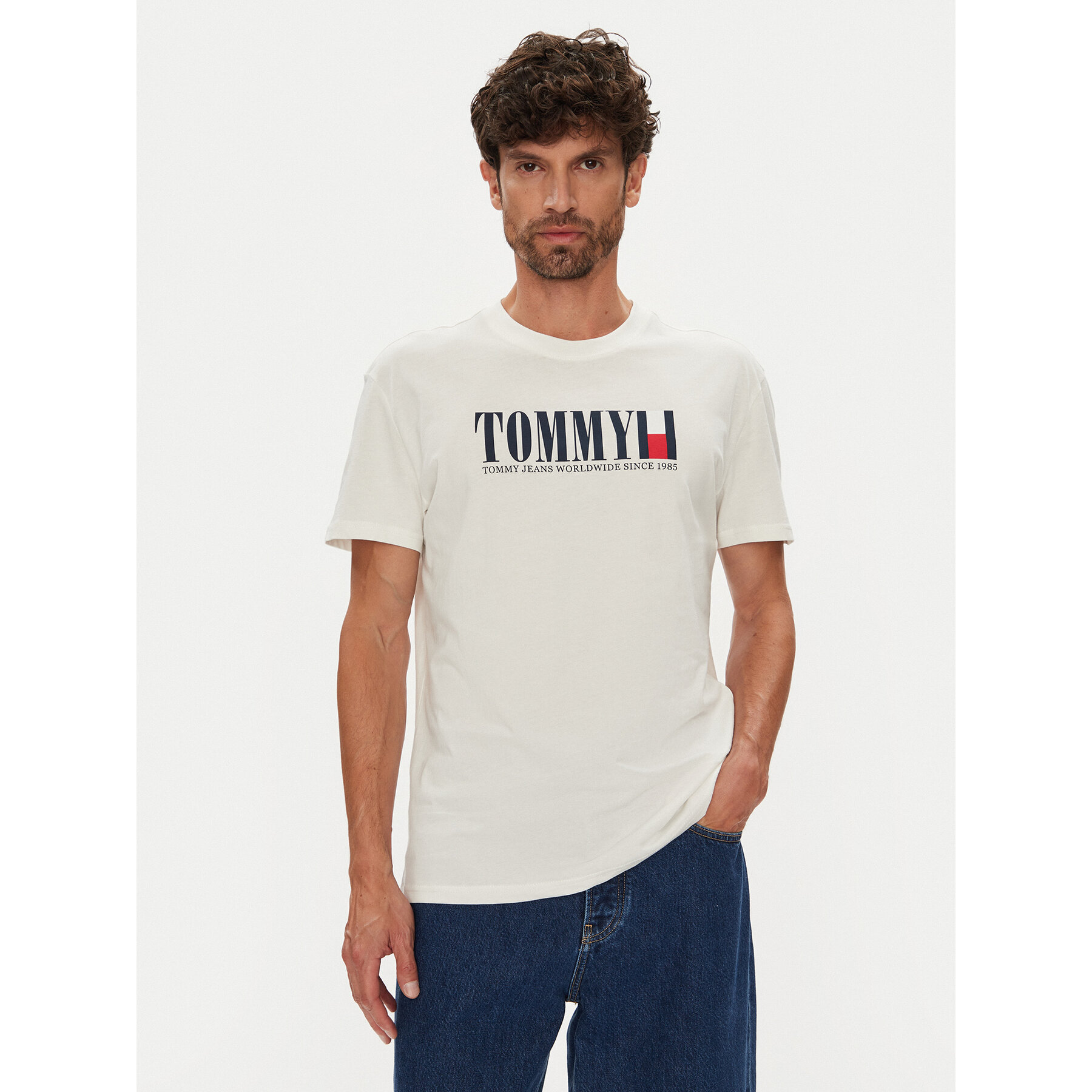 Tommy Jeans Póló Dna Flag DM0DM21941 Fehér Regular Fit