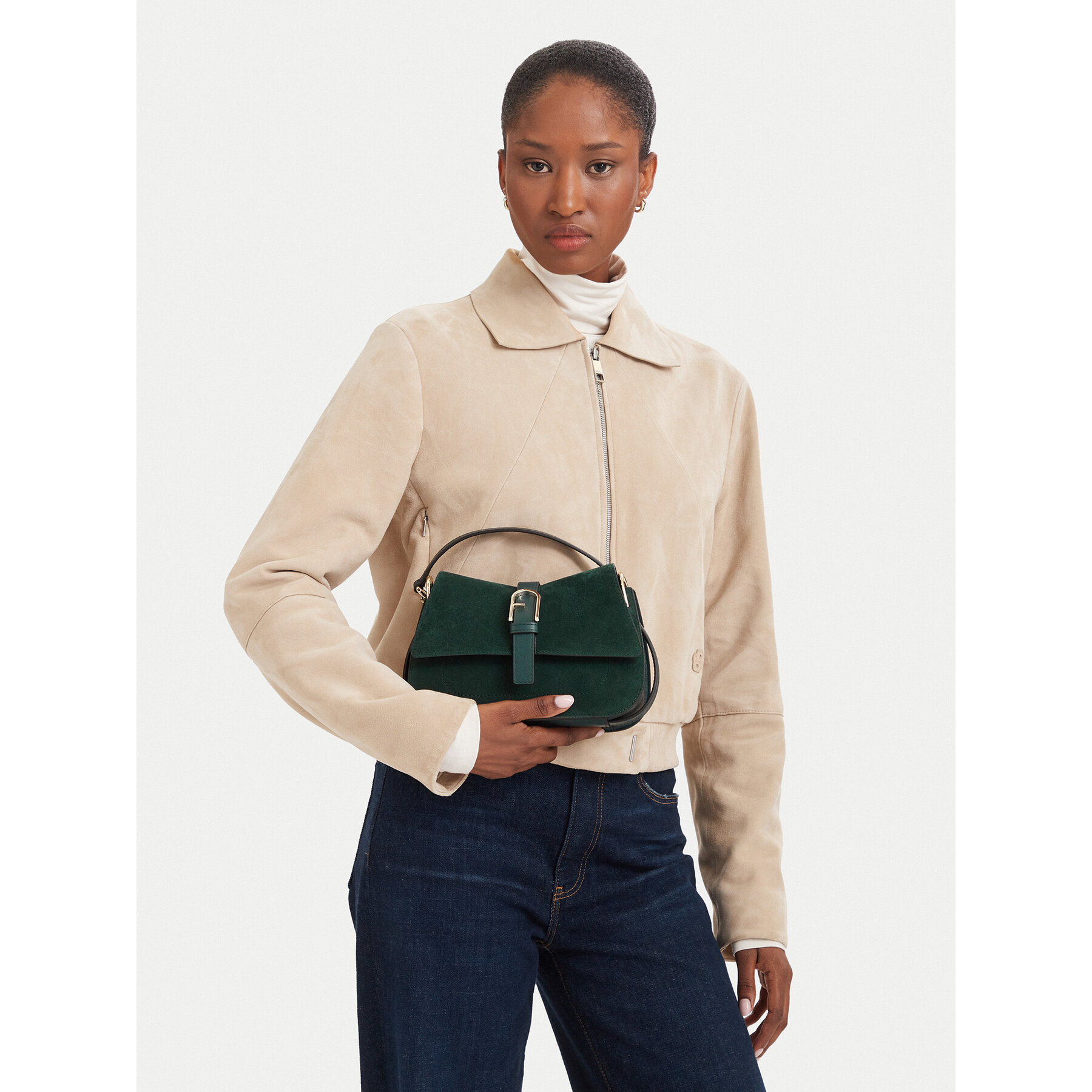 Ročna torba Furla Flow Mini Top Handle WB01032 BX3045 CN 5137S Temno zelena