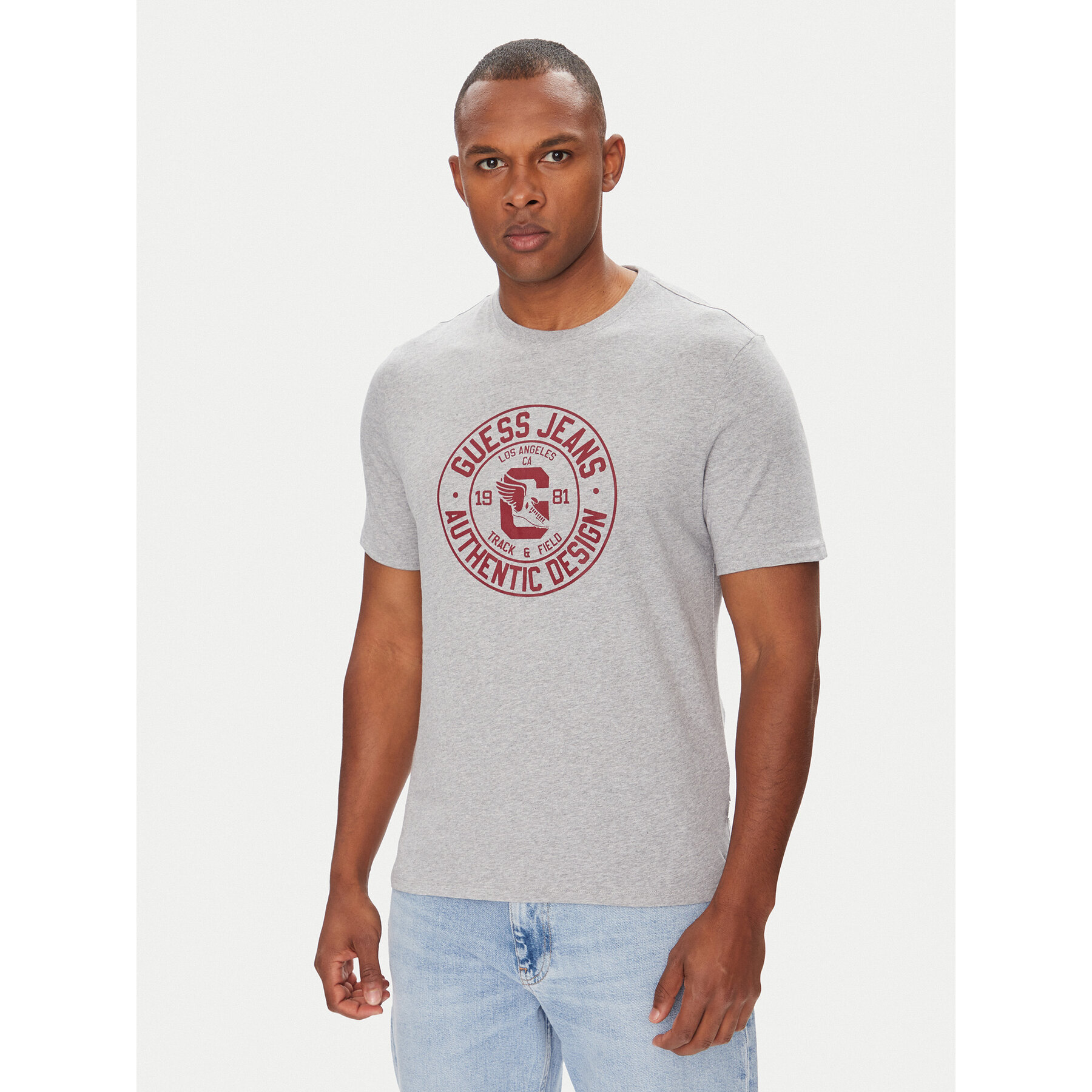 Guess Jeans T-Shirt M5YI29 K8HM0 Grau Slim Fit