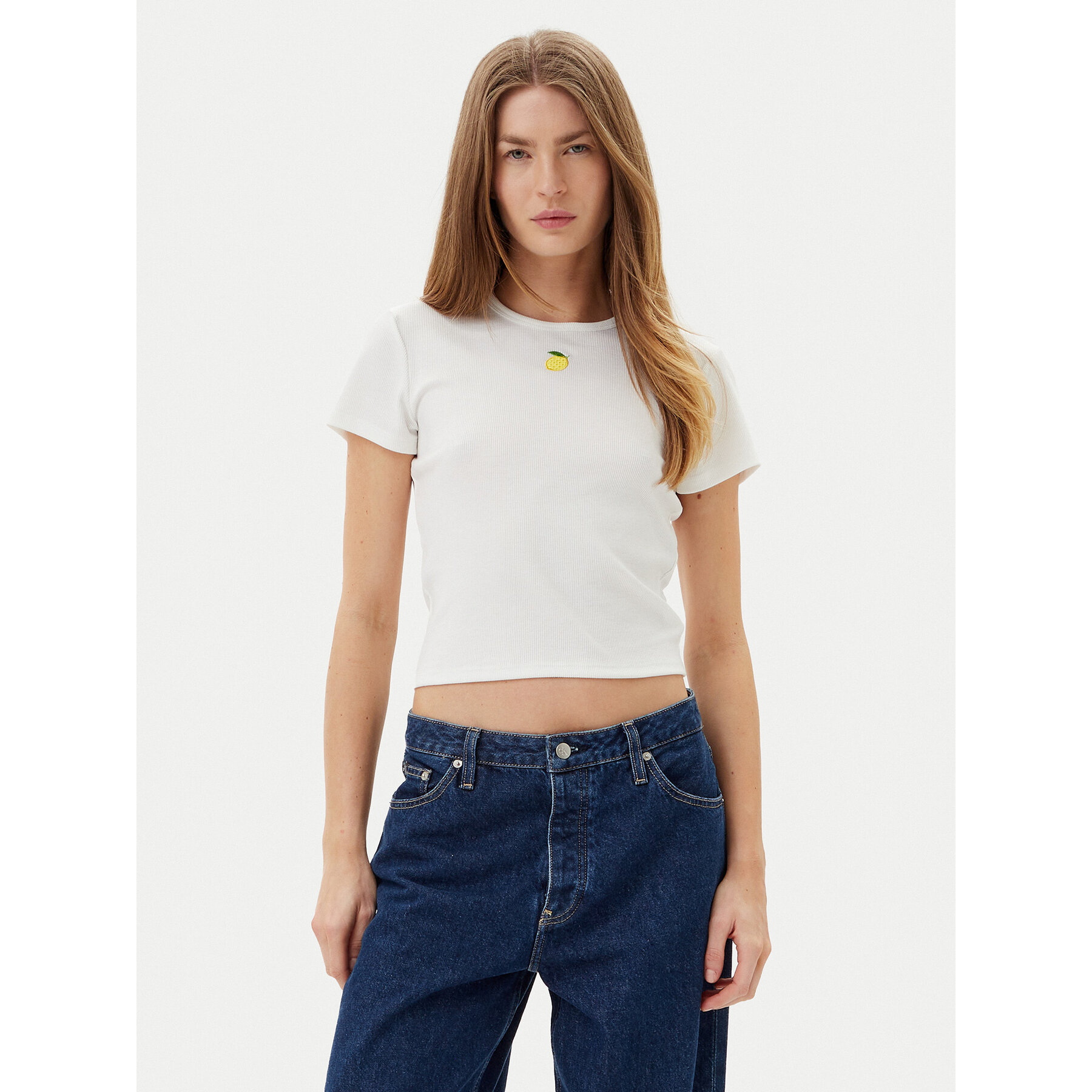 ONLY Marškinėliai Daniella 15350554 Balta Slim Fit