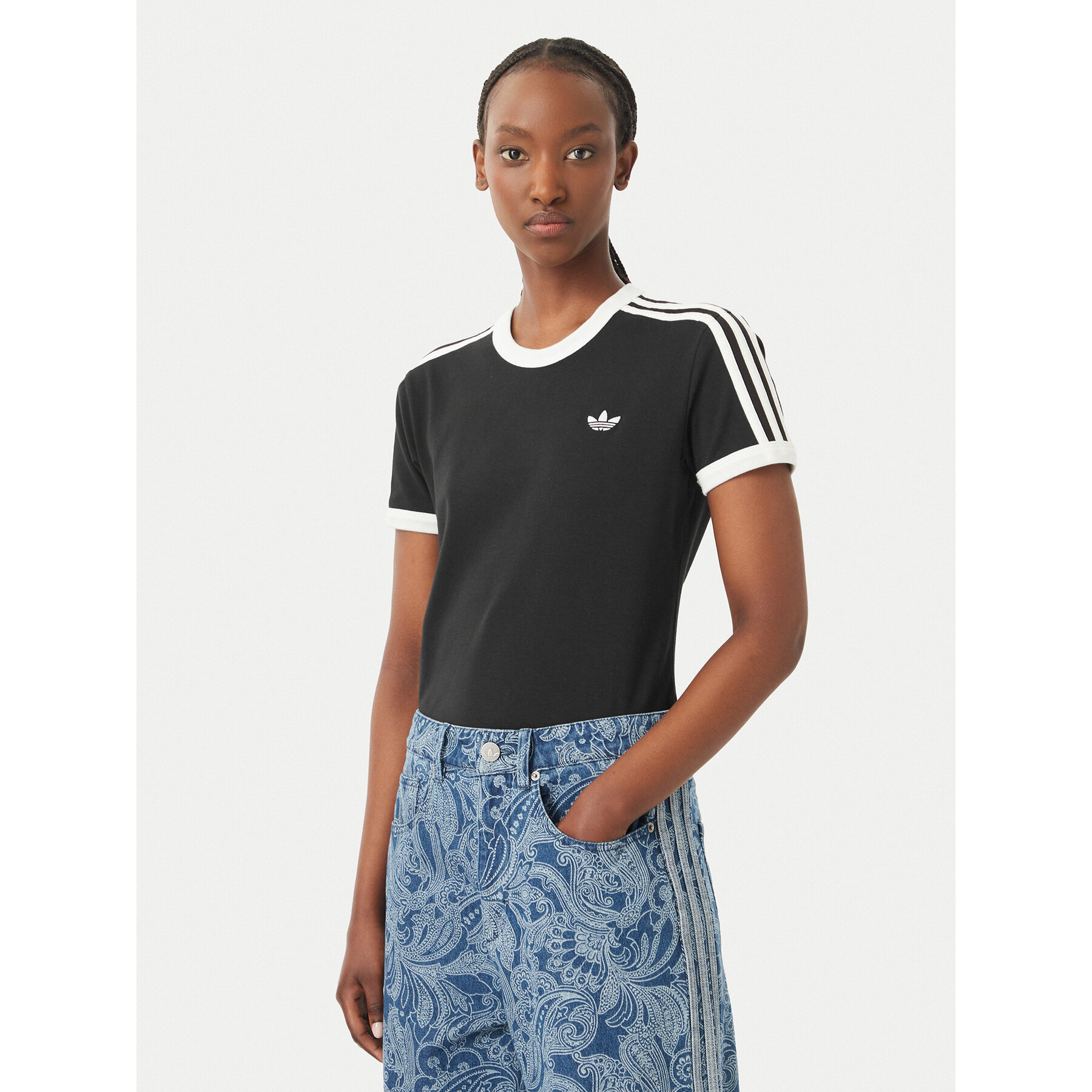 adidas Majica 3 Stripes KD7980 Črna Regular Fit