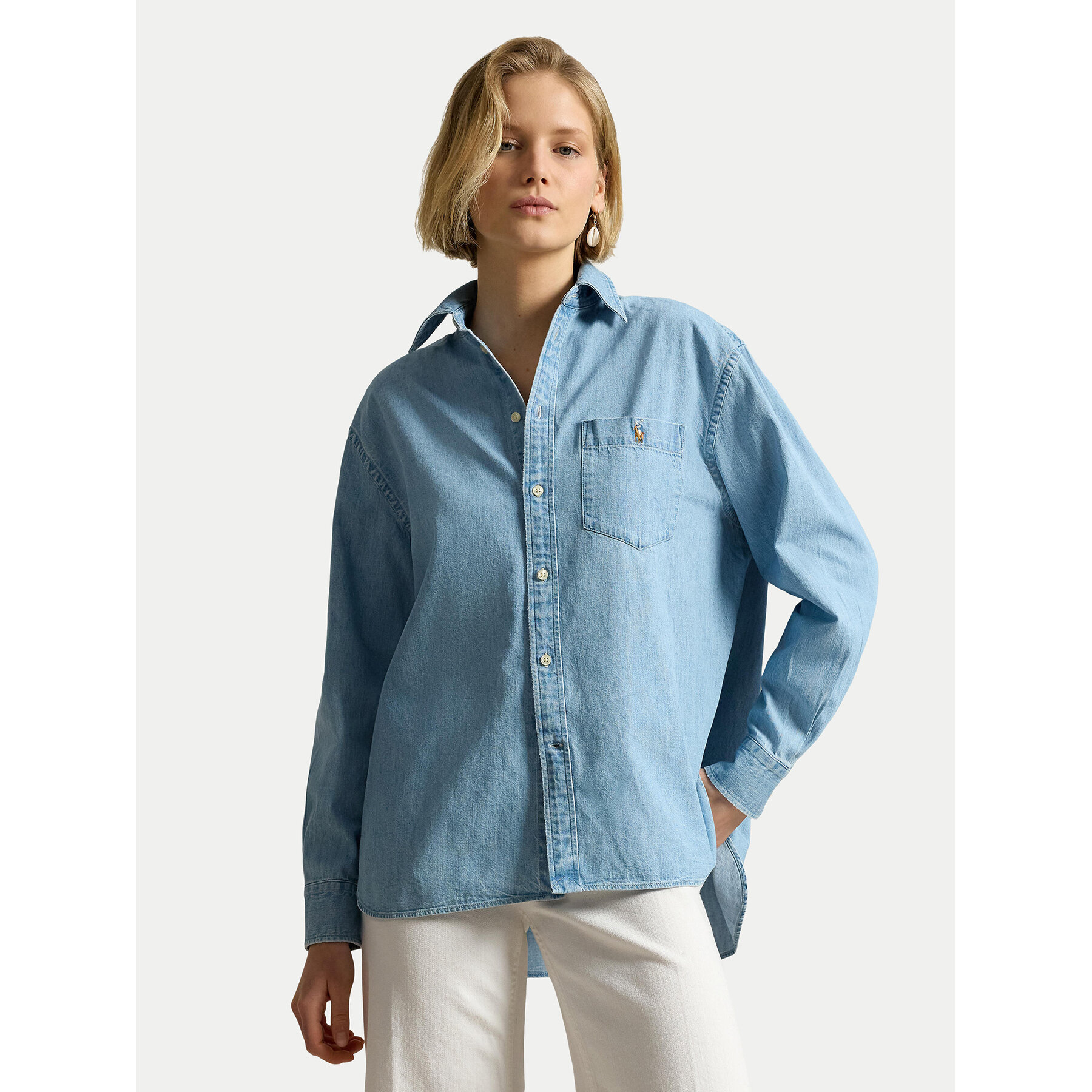 Polo Ralph Lauren Jeanshemd 211B17139001 Hellblau Oversize