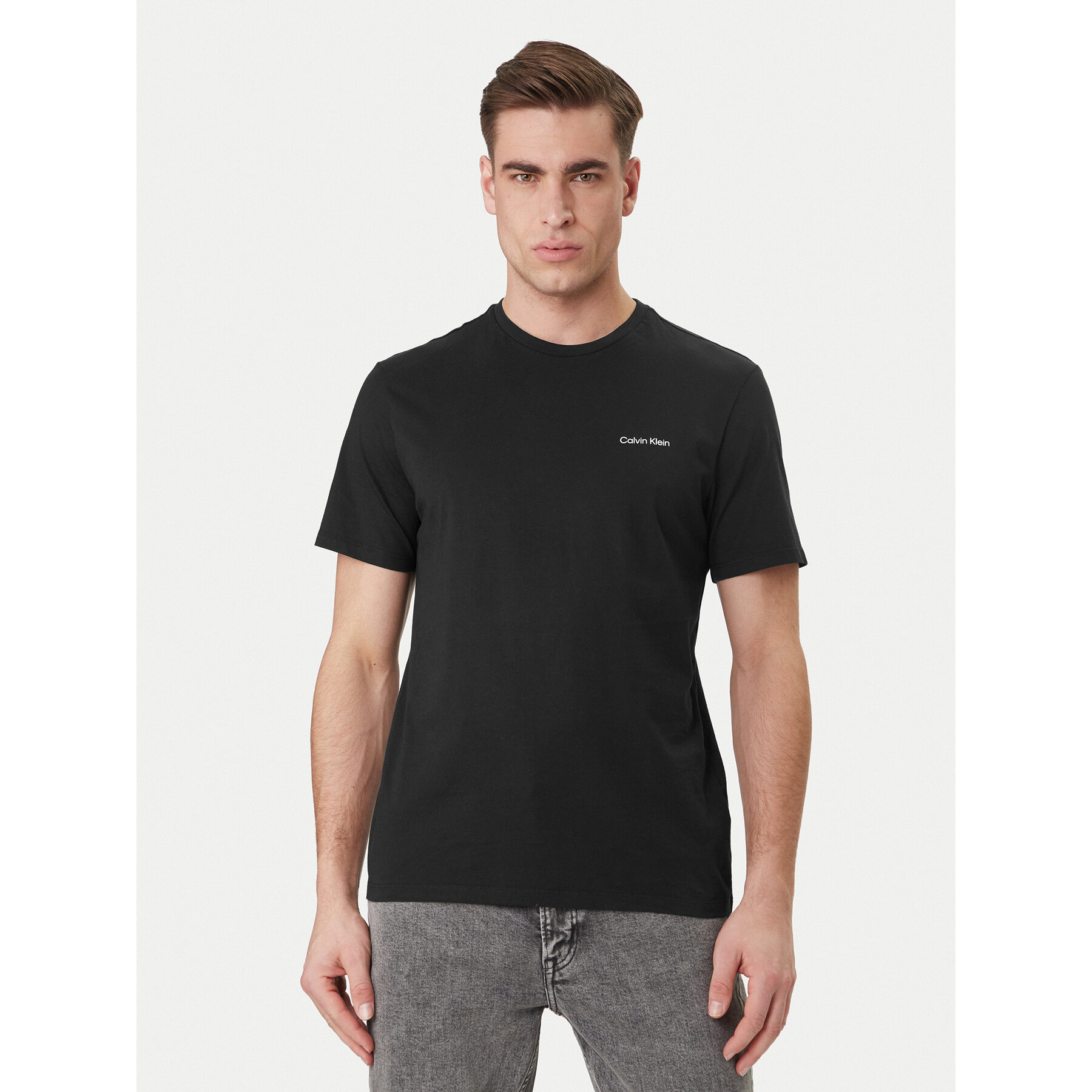 Calvin Klein T-Shirt Micro Logo LV04LC255G Schwarz Regular Fit