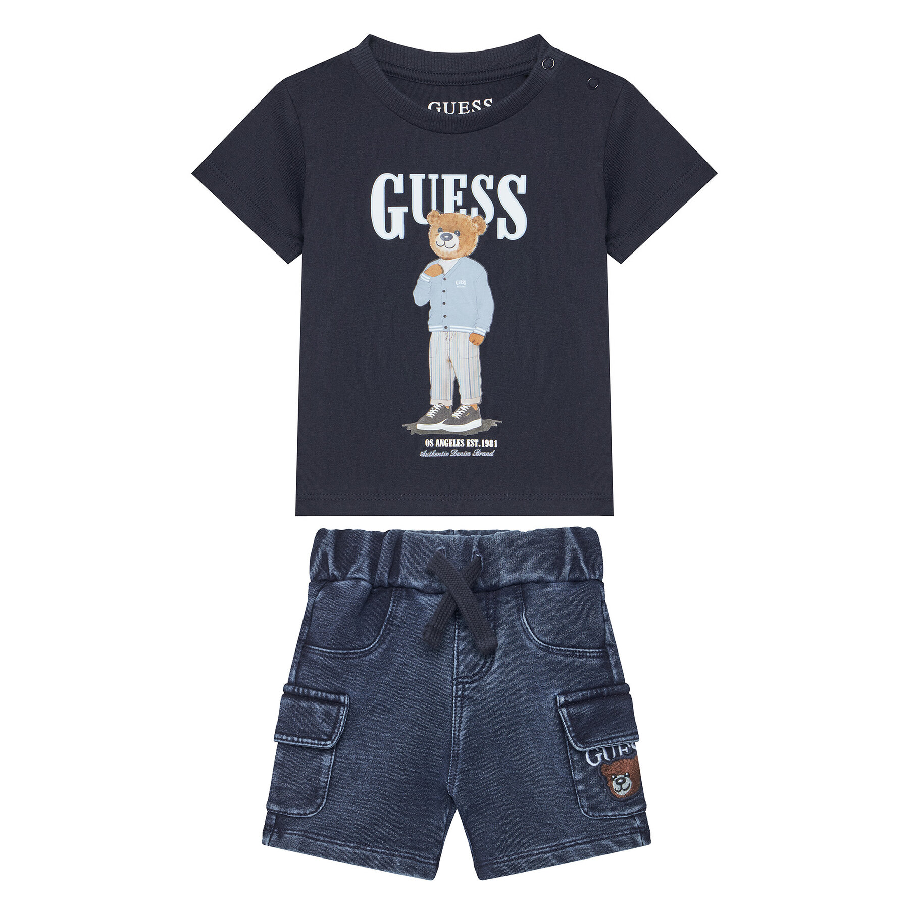 Guess Conjunto de camiseta y pantalones cortos vaqueros I6GG04 K8HM4 De color Regular Fit