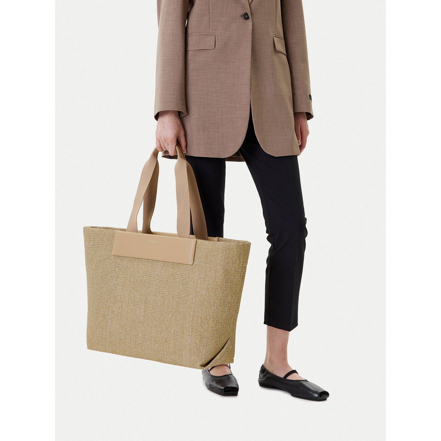 Kabelka Calvin Klein Ck Raffia Large Shopper K60K613025 Béžová