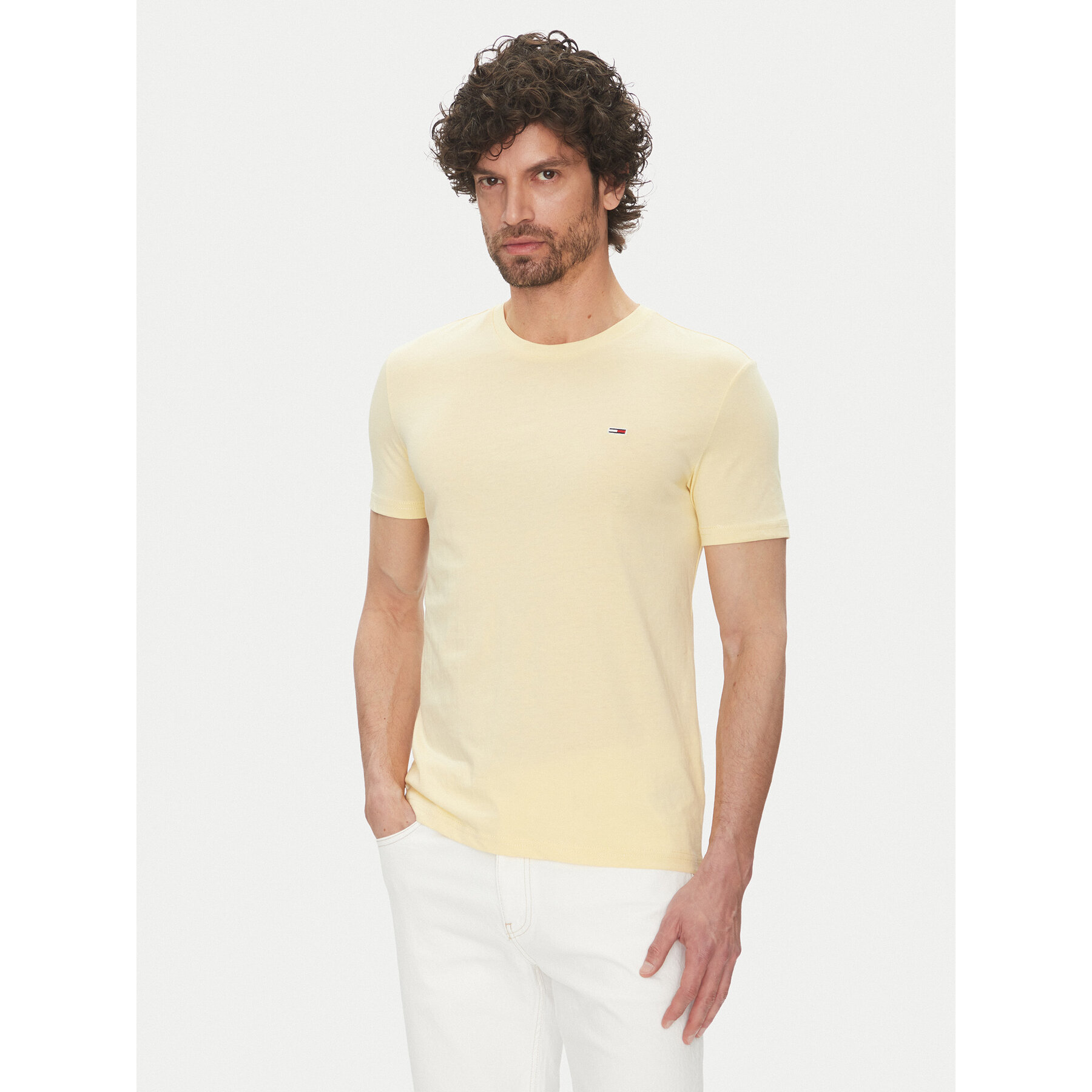Tommy Jeans Póló DM0DM20363 Sárga Slim Fit
