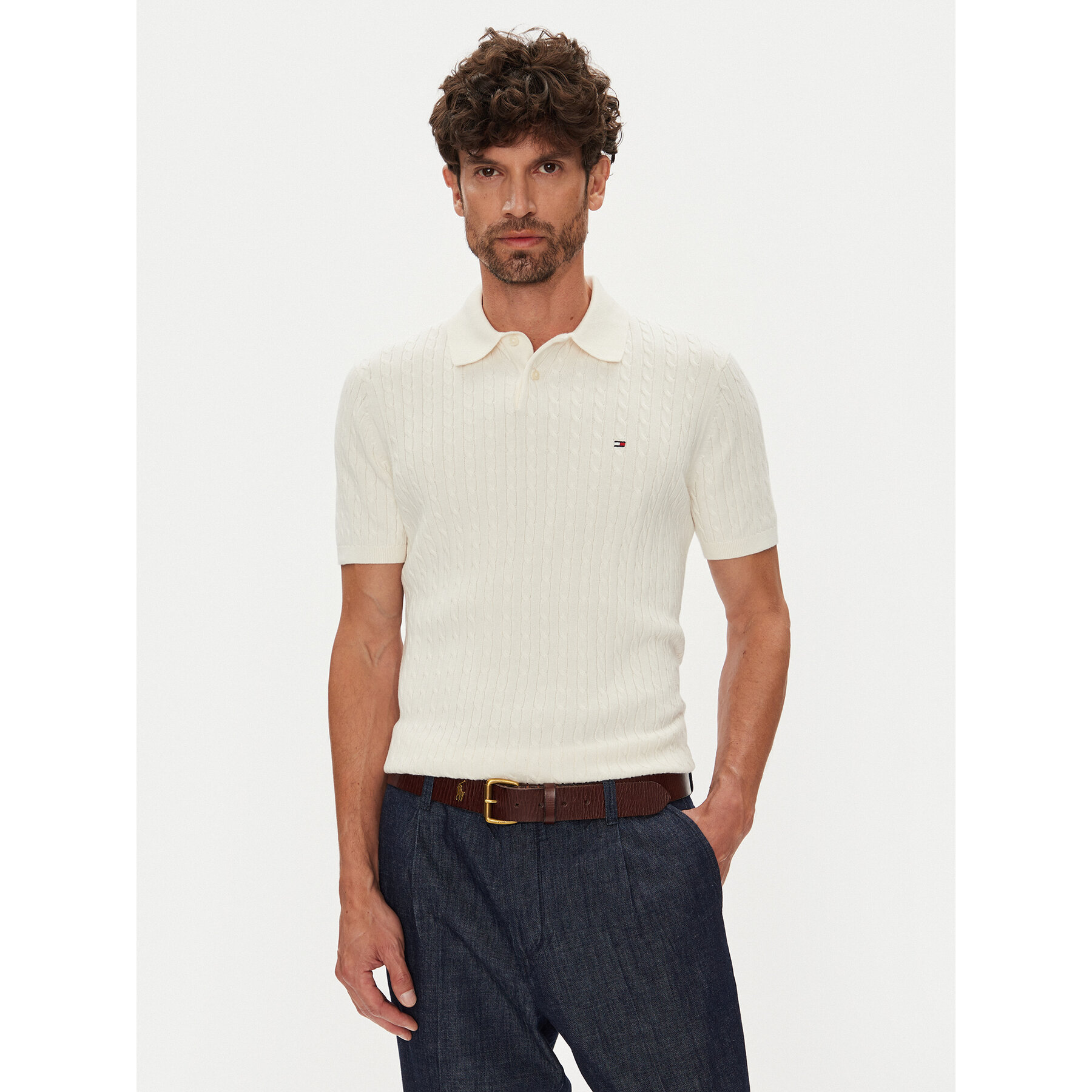 Tommy Hilfiger Polo MW0MW40701 Bež Regular Fit