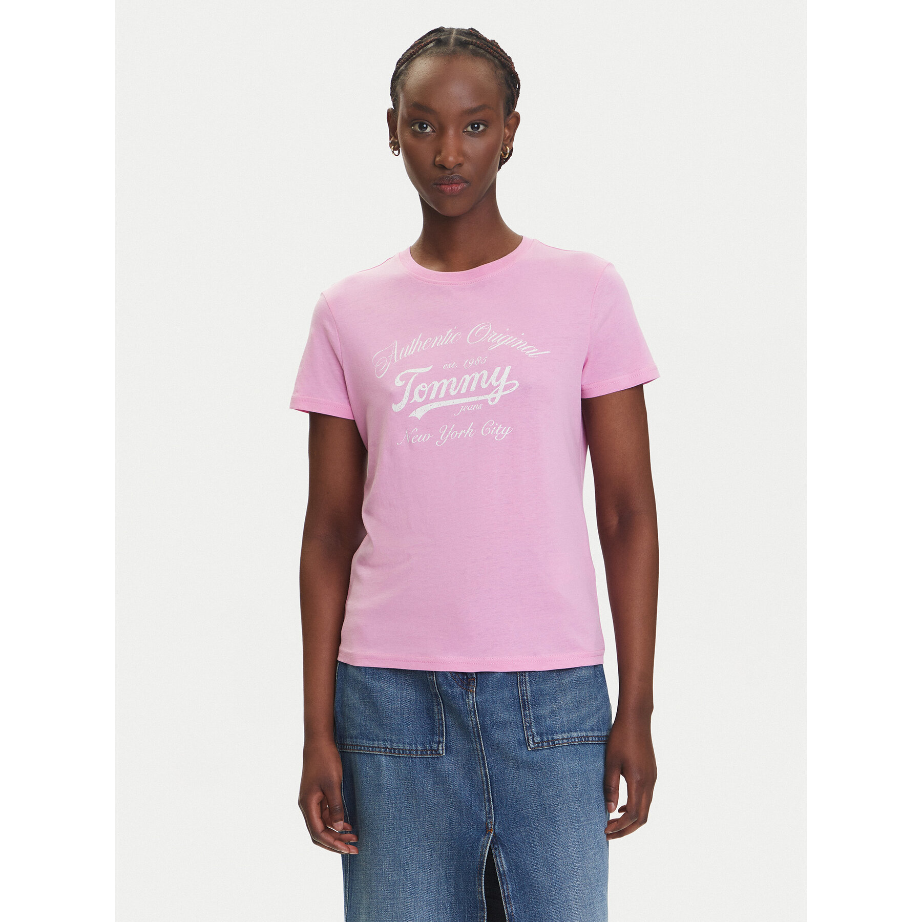Tommy Jeans Póló Essential DW0DW21404 Rózsaszín Regular Fit