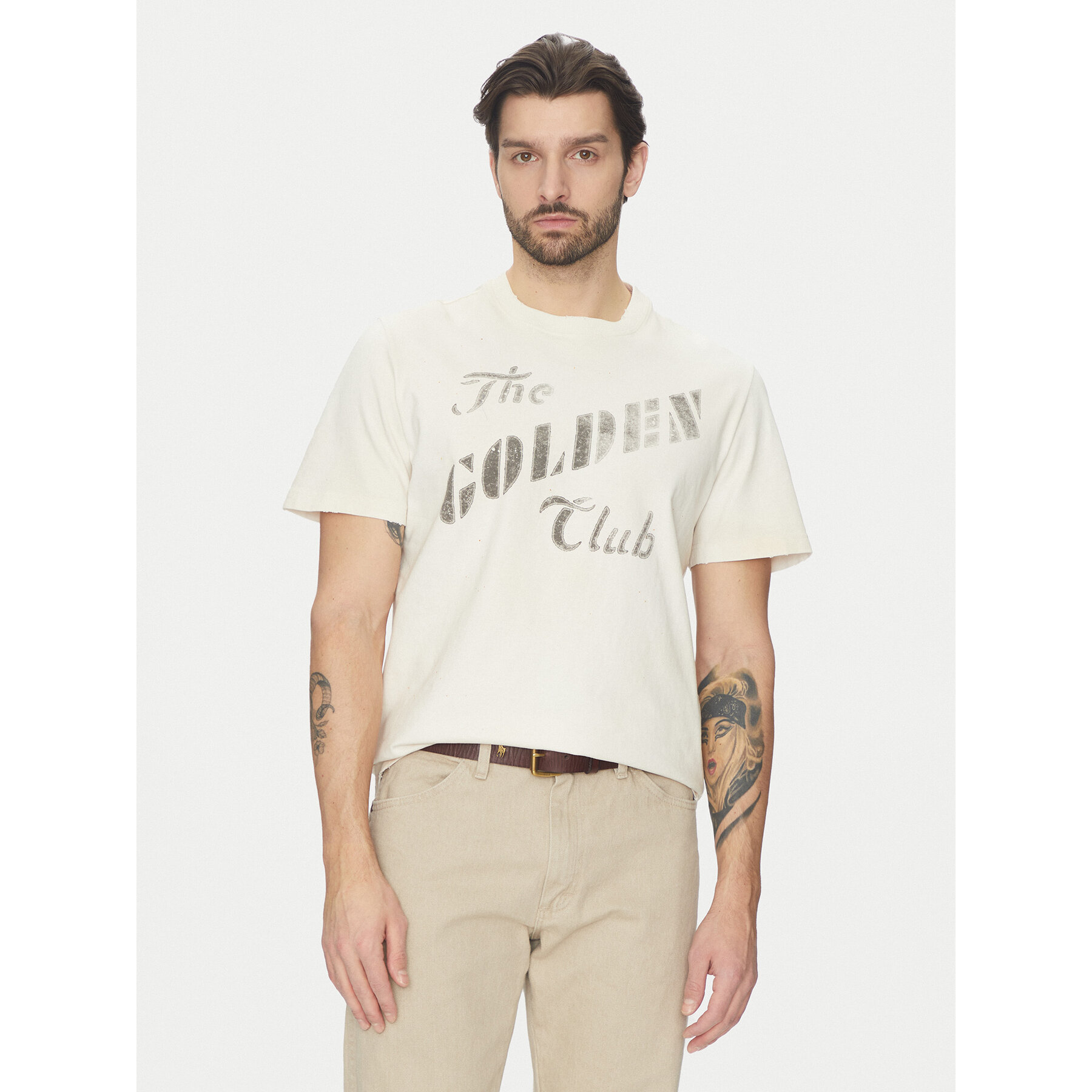 GOLDEN GOOSE GOLDEN GOOSE T-Shirt GMP01220.P001642 Εκρού Regular Fit