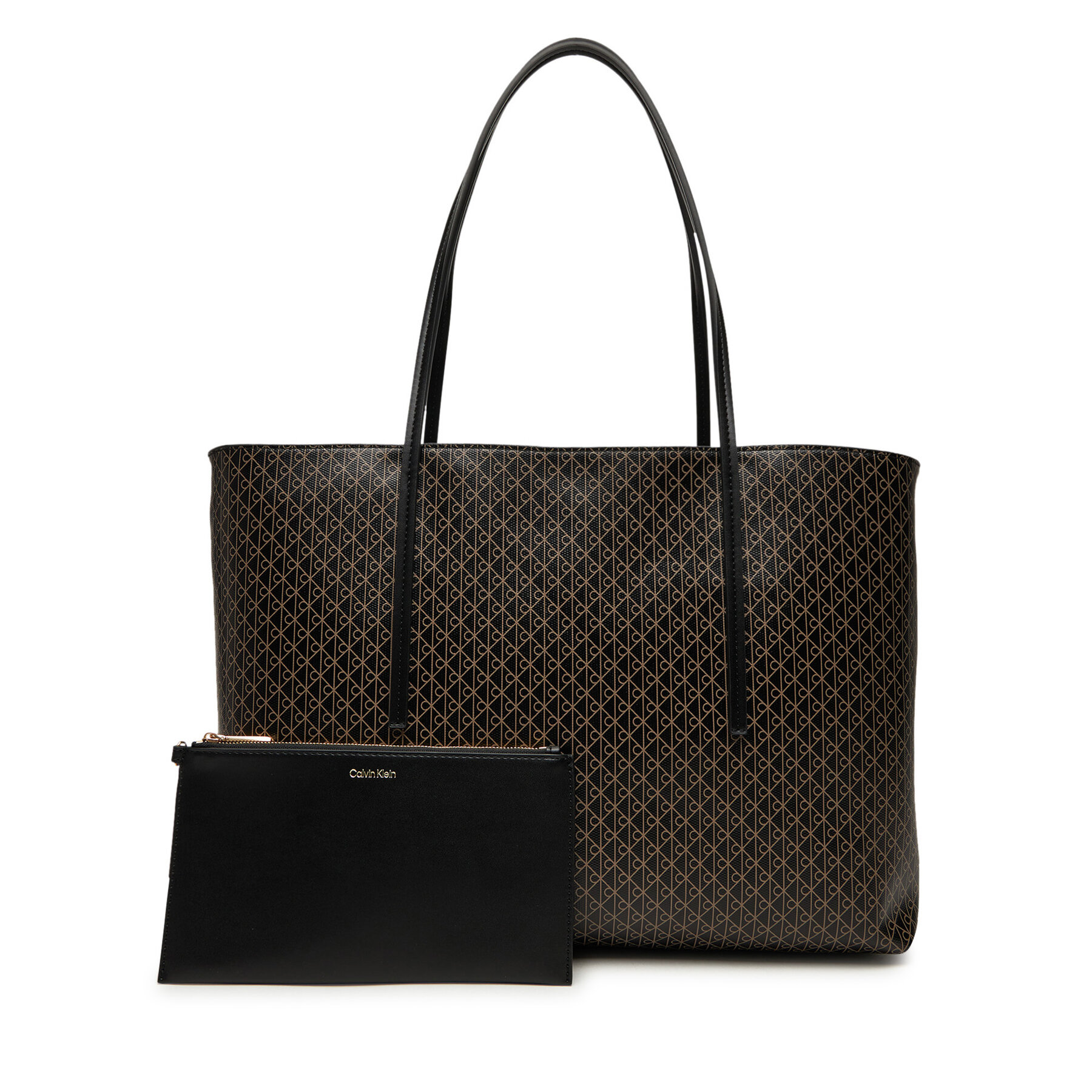 Torbica Calvin Klein Emblem Aop Tote W/ Pouch LV04F3266G Crna
