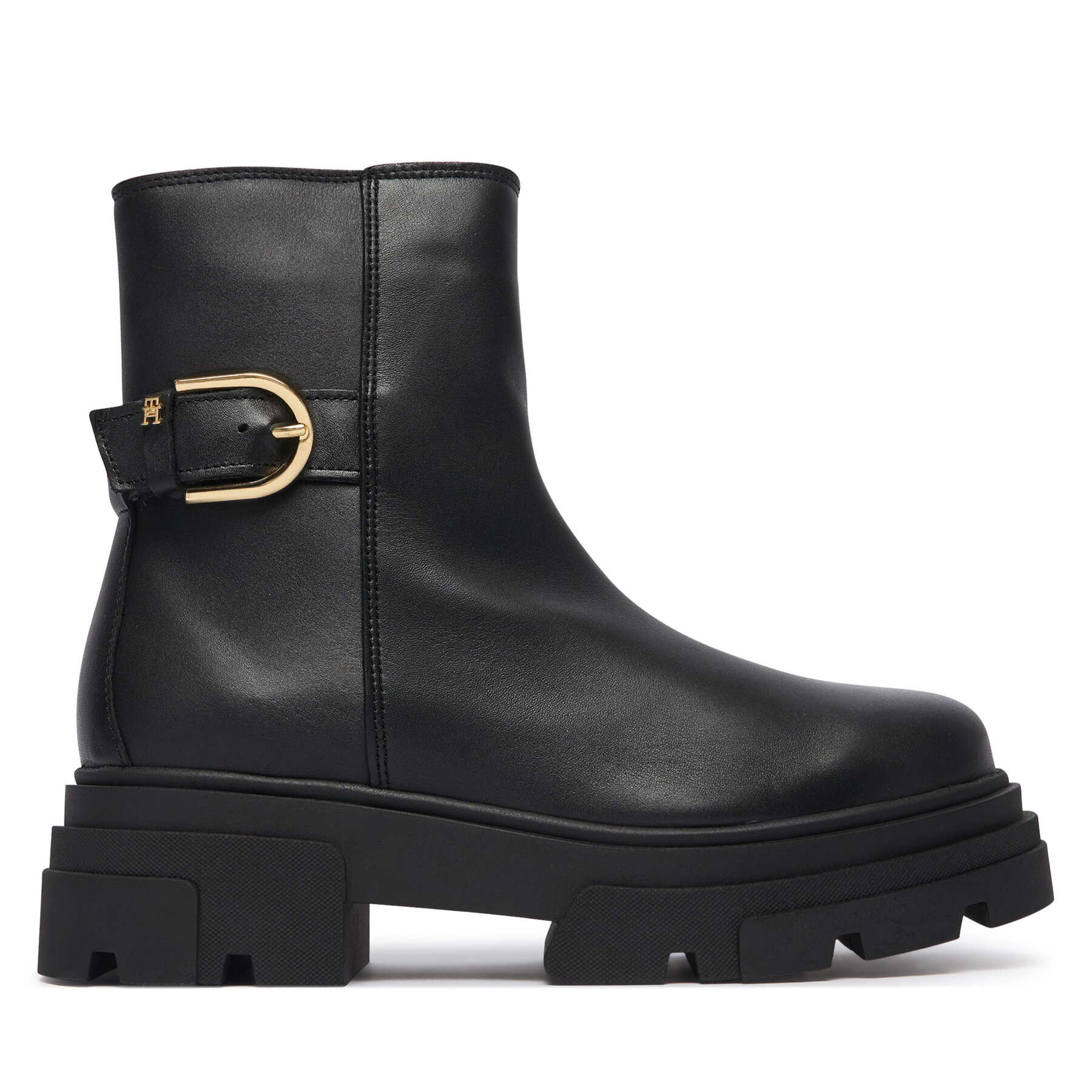 Боти Tommy Hilfiger Leather Chunky Th Buckled Boot FW0FW09549 Черен