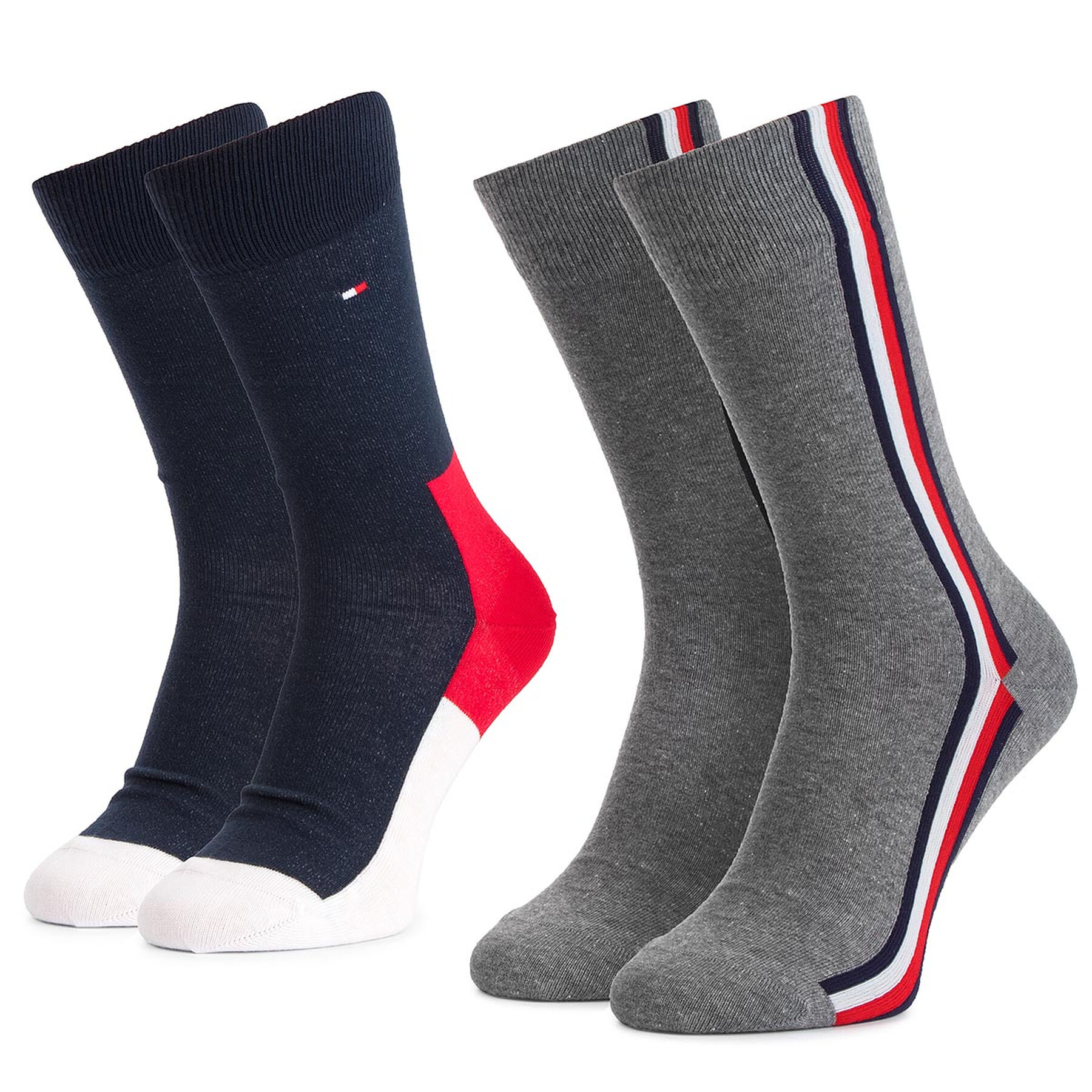 Lot de 2 paires de chaussettes hautes unisexe Tommy Hilfiger 471010001 Bleu marine