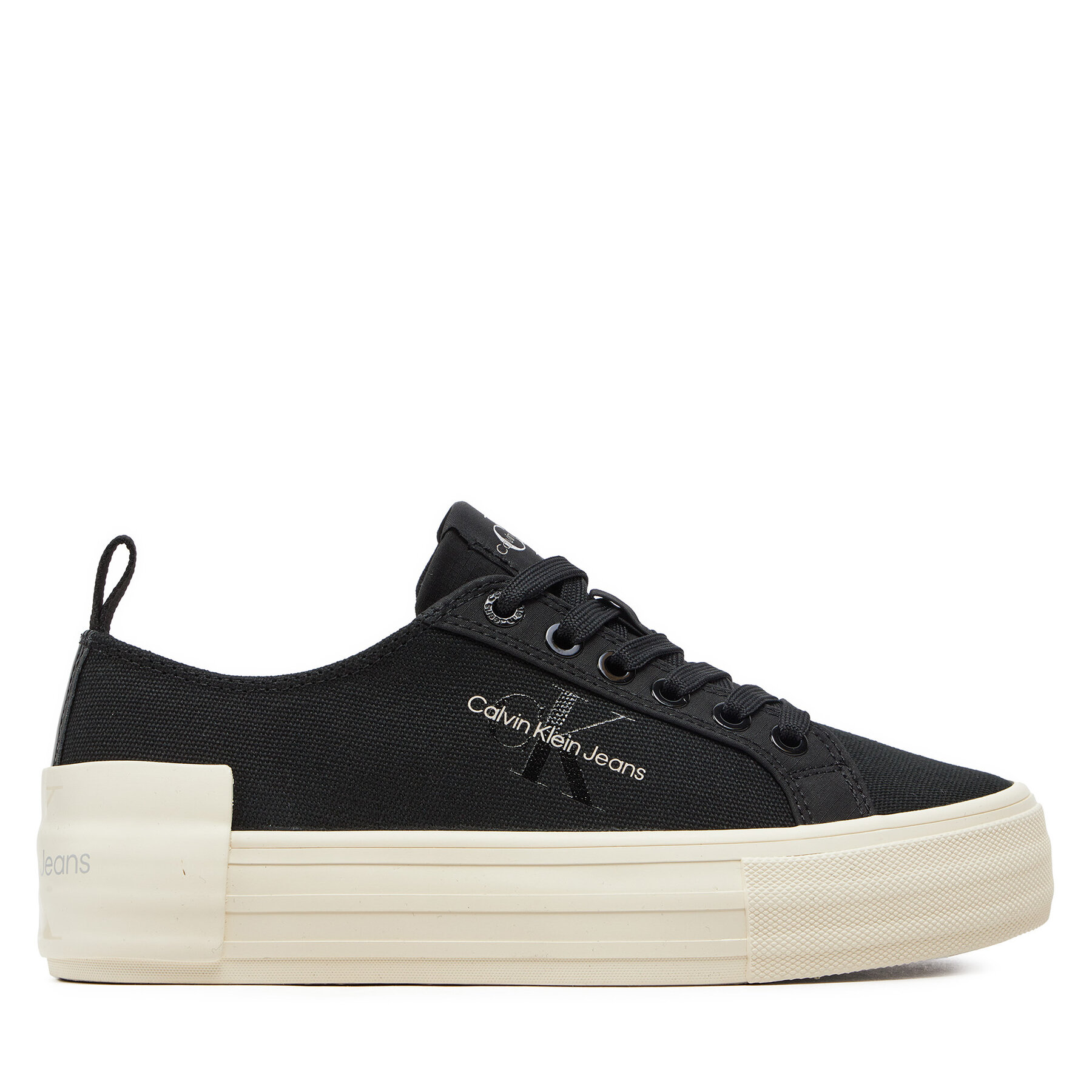 Tennis Calvin Klein Jeans Bold Vulc Flatf Low Lace Mix Mtl YW0YW01465 Noir