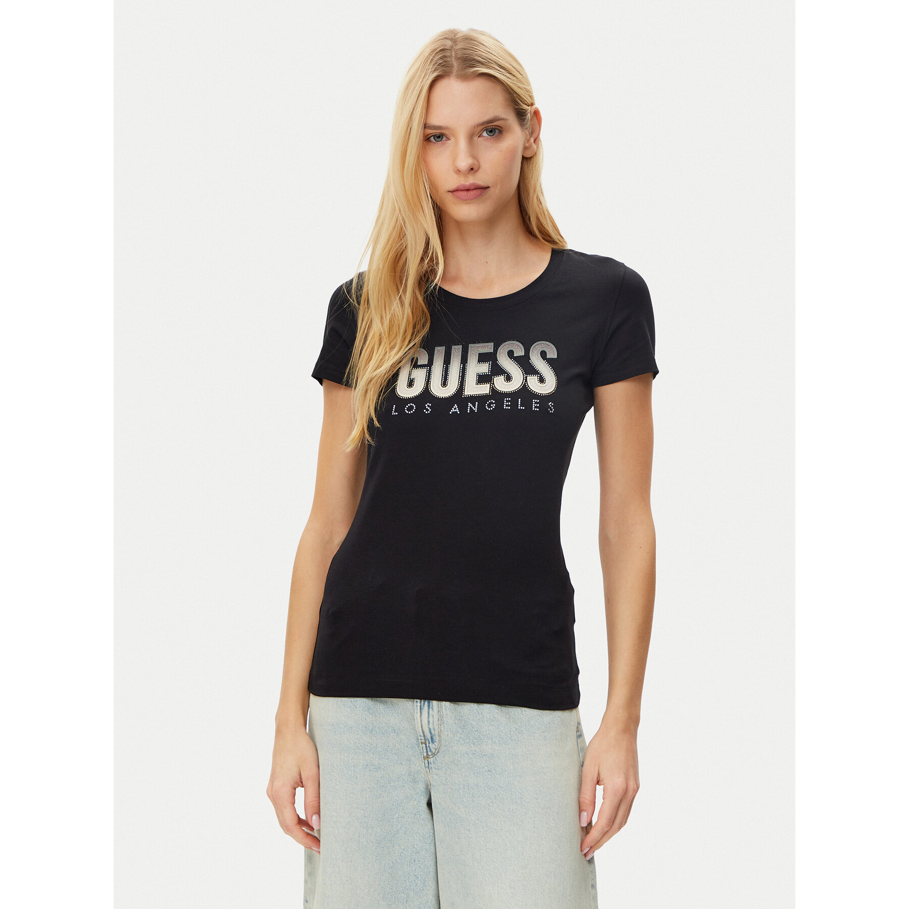 Guess T-Shirt W5GI14 J1314 Μαύρο Regular Fit