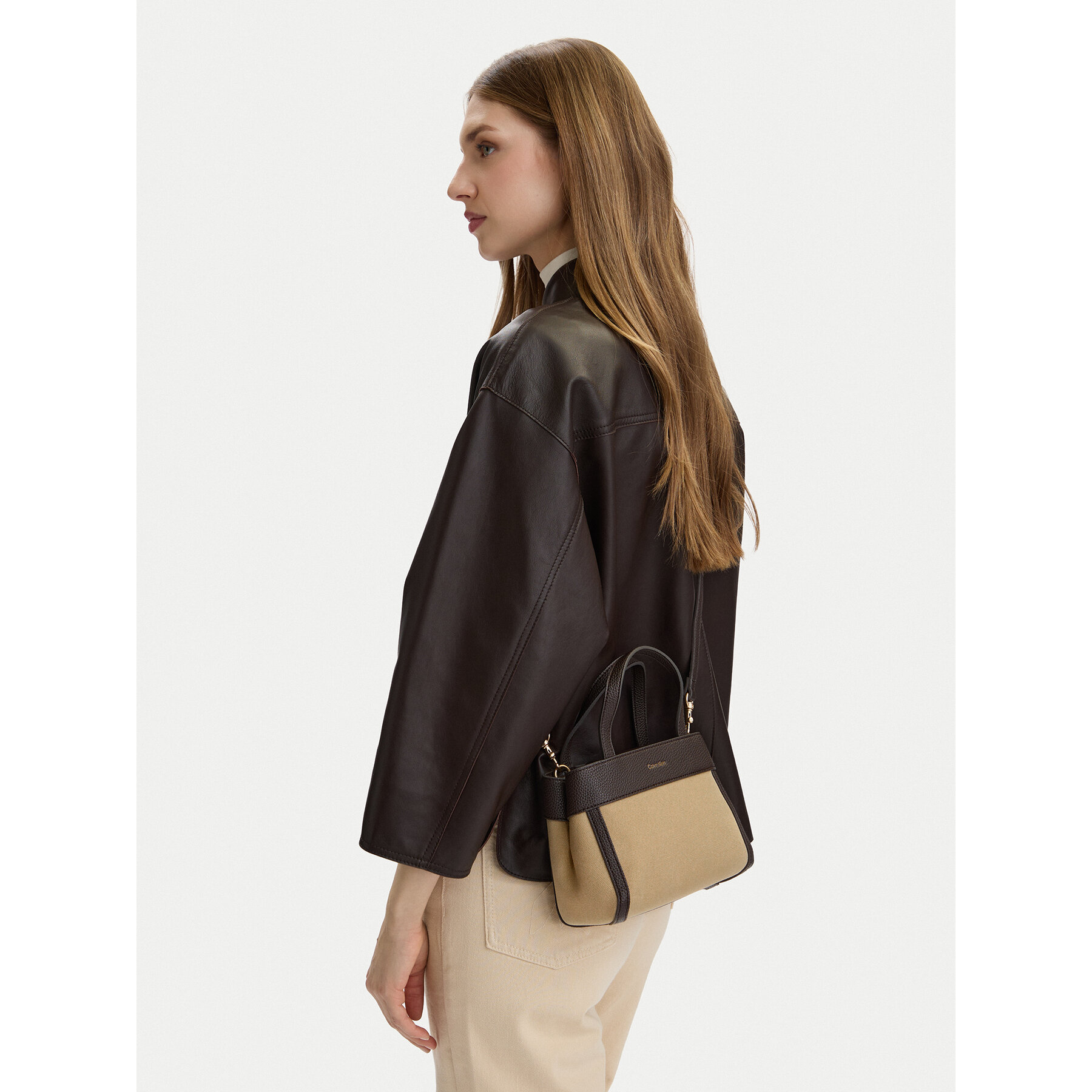 Дамска чанта Calvin Klein Ck Canvas Mini Tote Crossbody LV04F3504G Кафяв