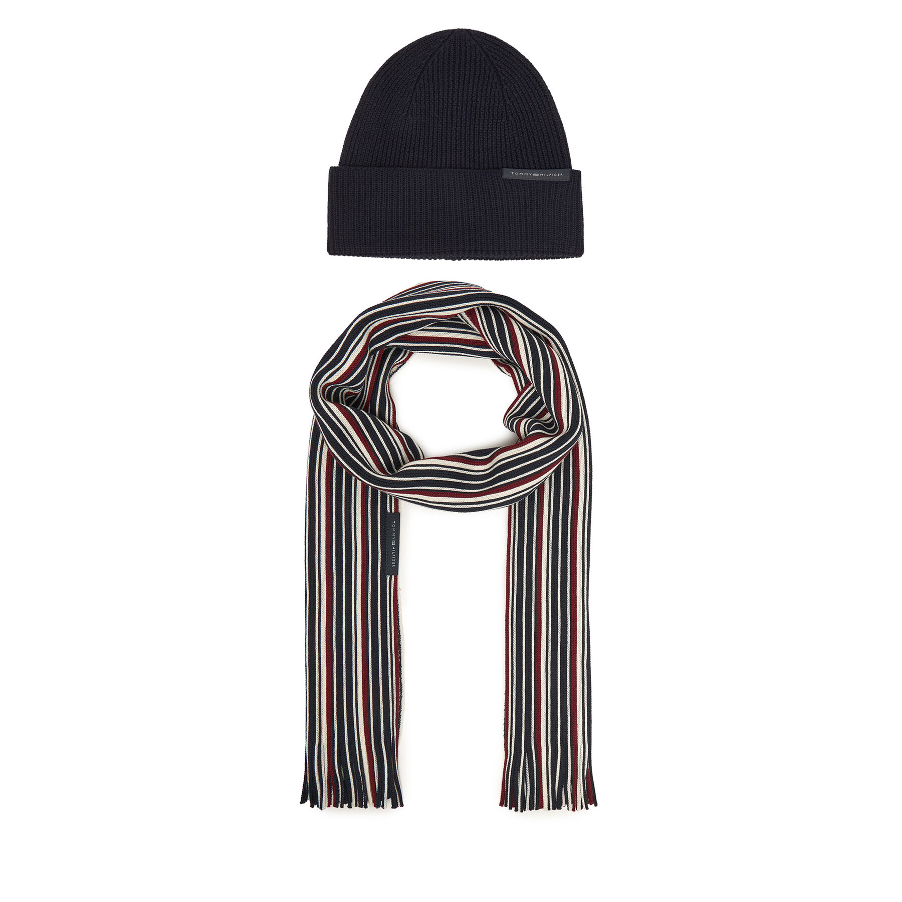 Set šal i kapa Tommy Hilfiger Th Corp Love AM0AM12939 Tamnoplava