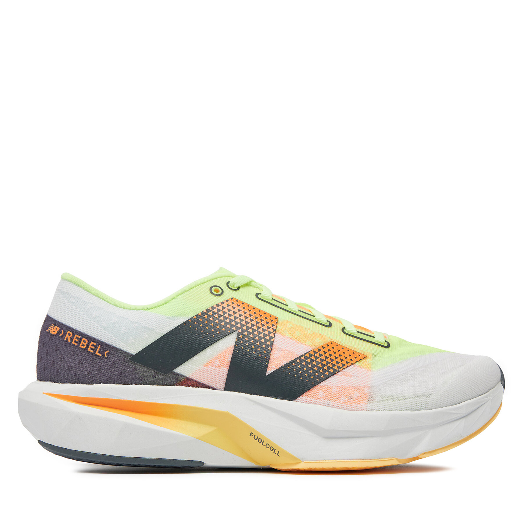 New Balance FuelCell Rebel v4 (MFCXLL4) white/bleached lime glo/hot mango - Zapatillas running
