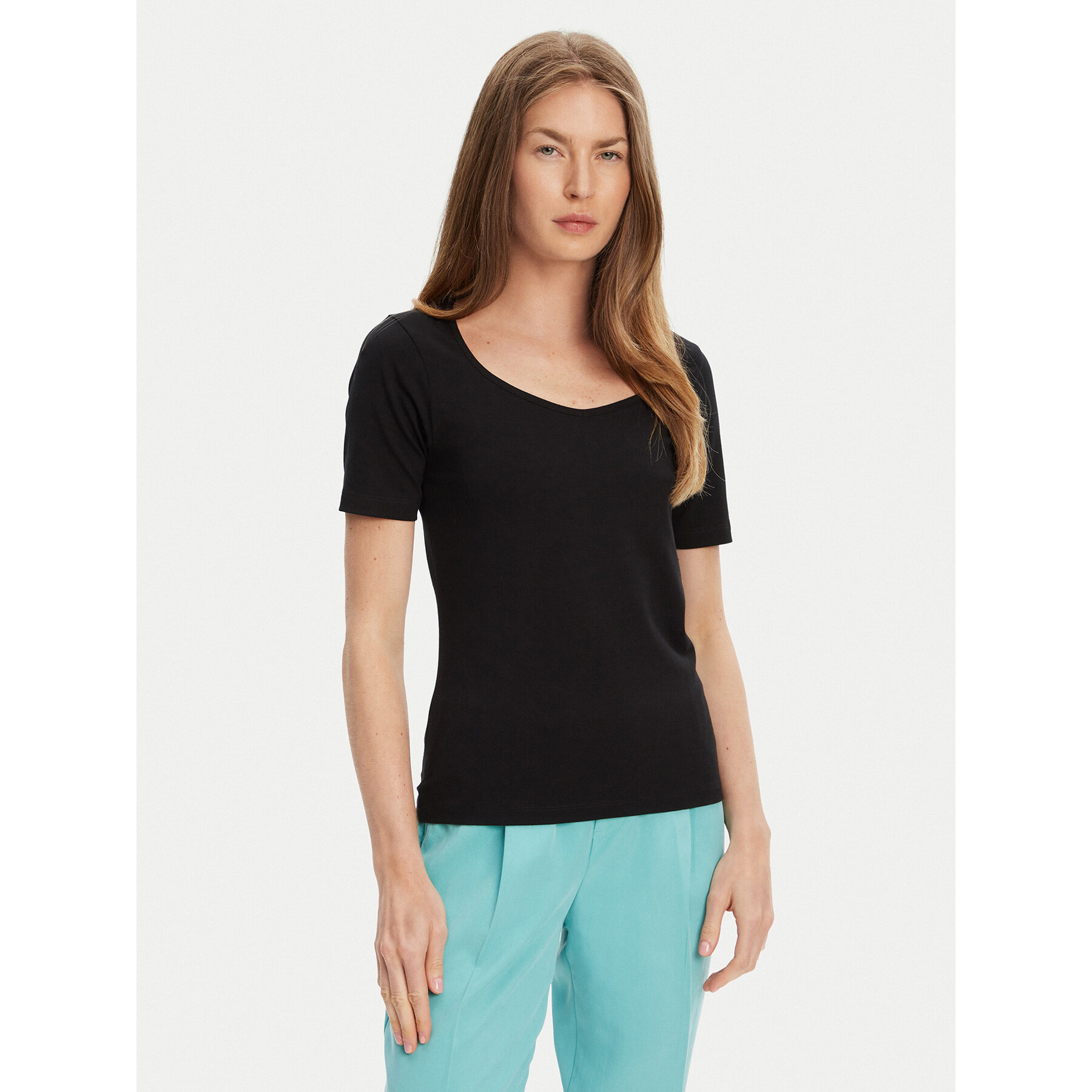 United Colors Of Benetton T-Shirt 3FJHD401P Μαύρο Slim Fit