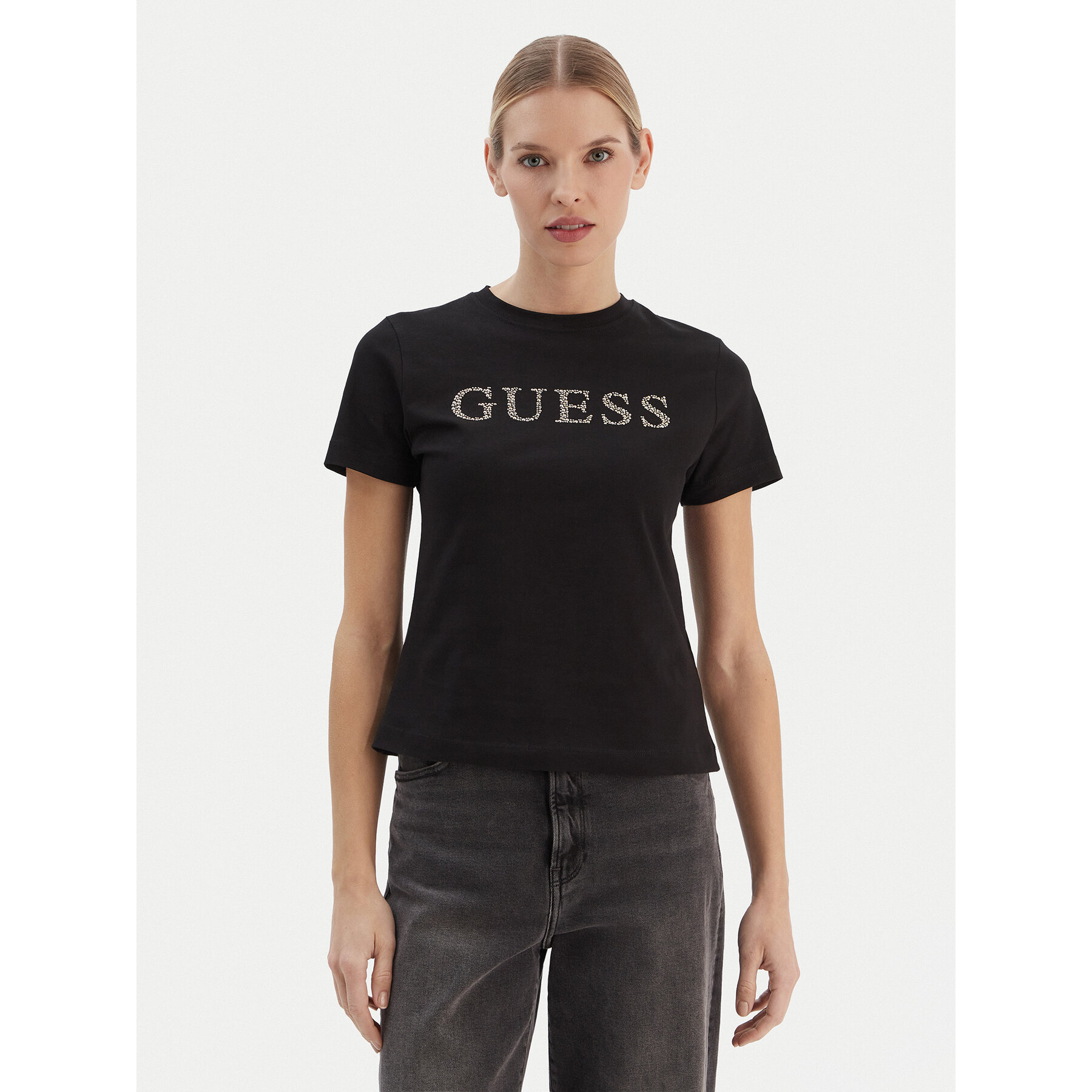 Guess T-Shirt V6RI20 J1314 Μαύρο Regular Fit