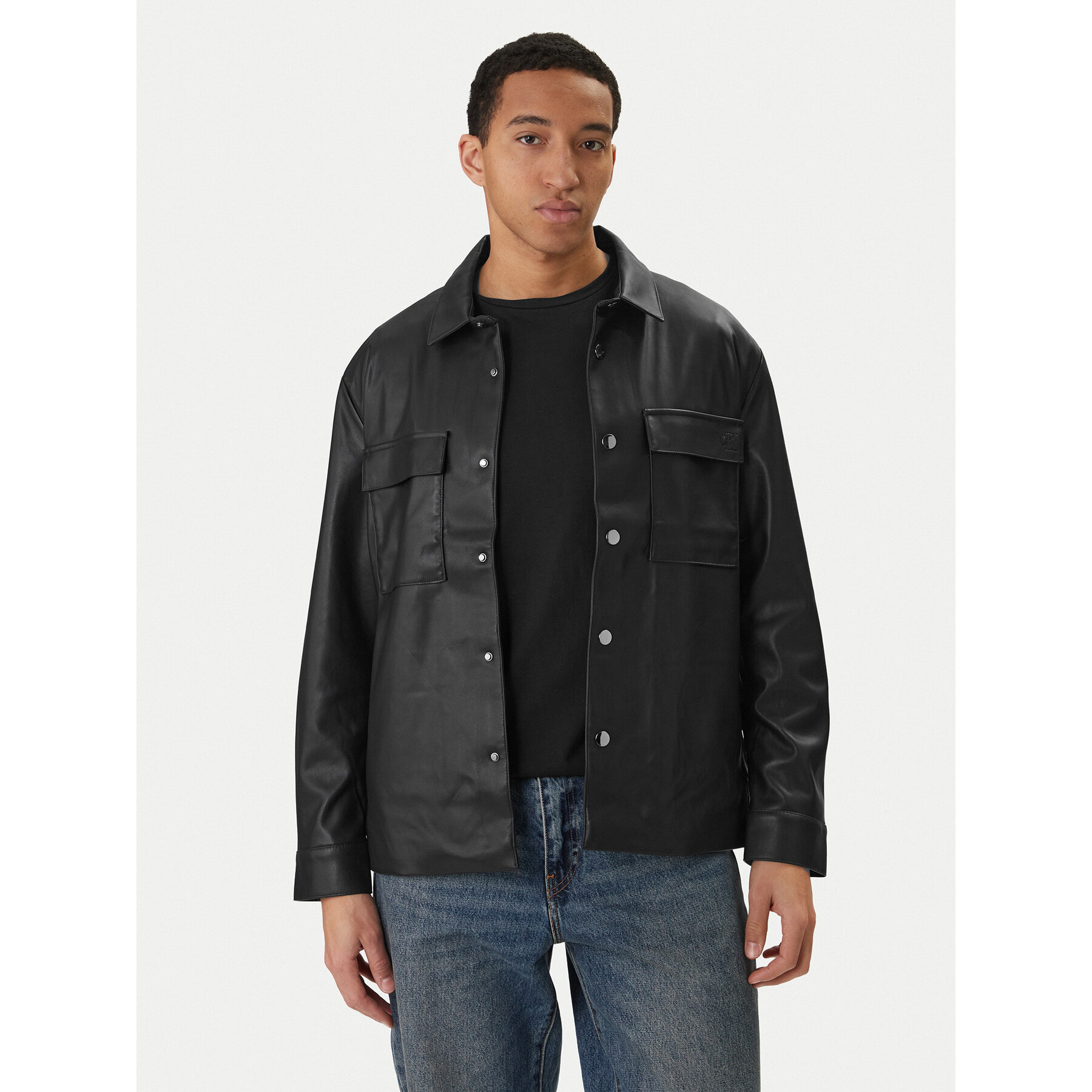Calvin Klein Jeans Jacke aus Kunstleder LV04RE404G Schwarz Regular Fit