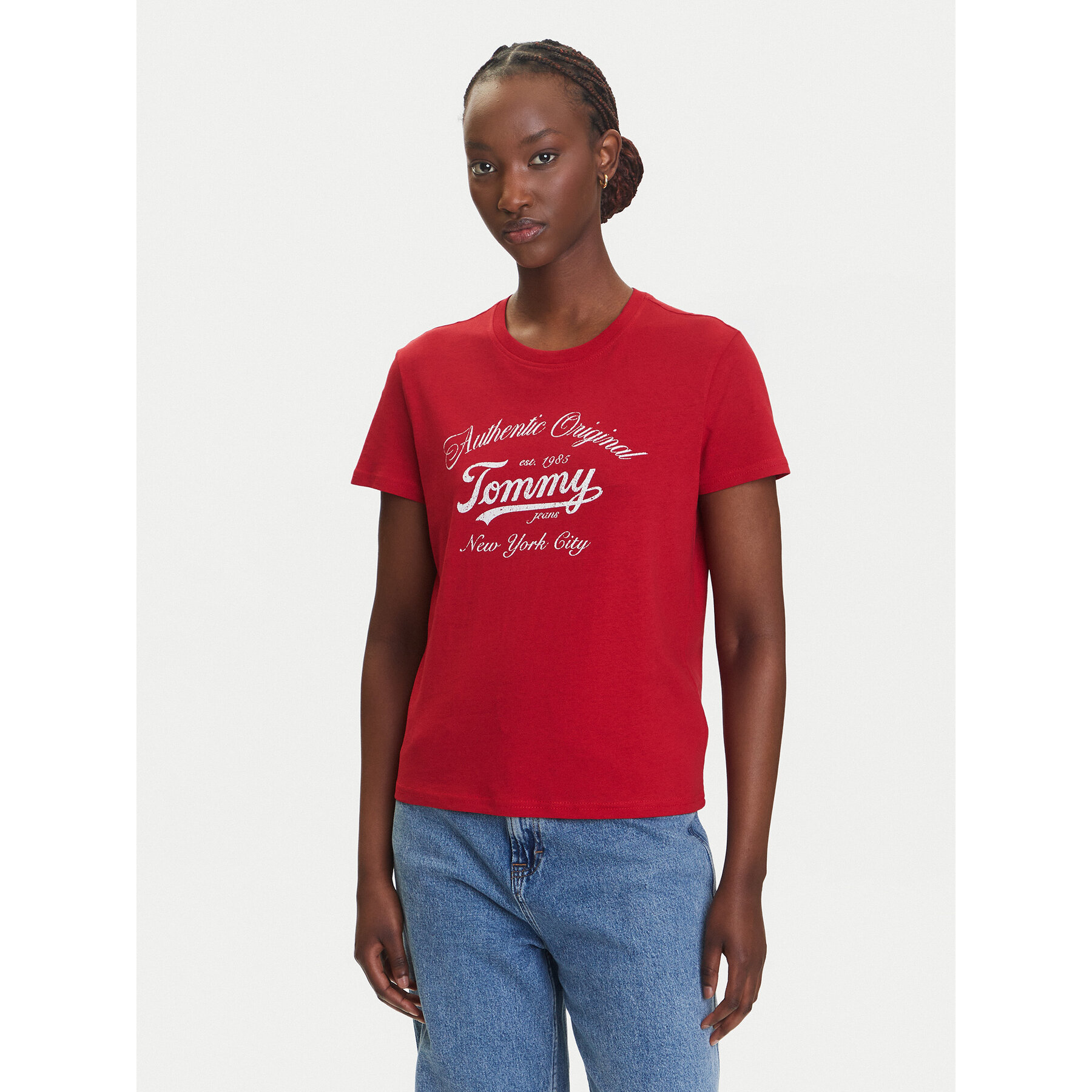 Tommy Jeans T-Shirt Essential DW0DW21404 Rot Regular Fit