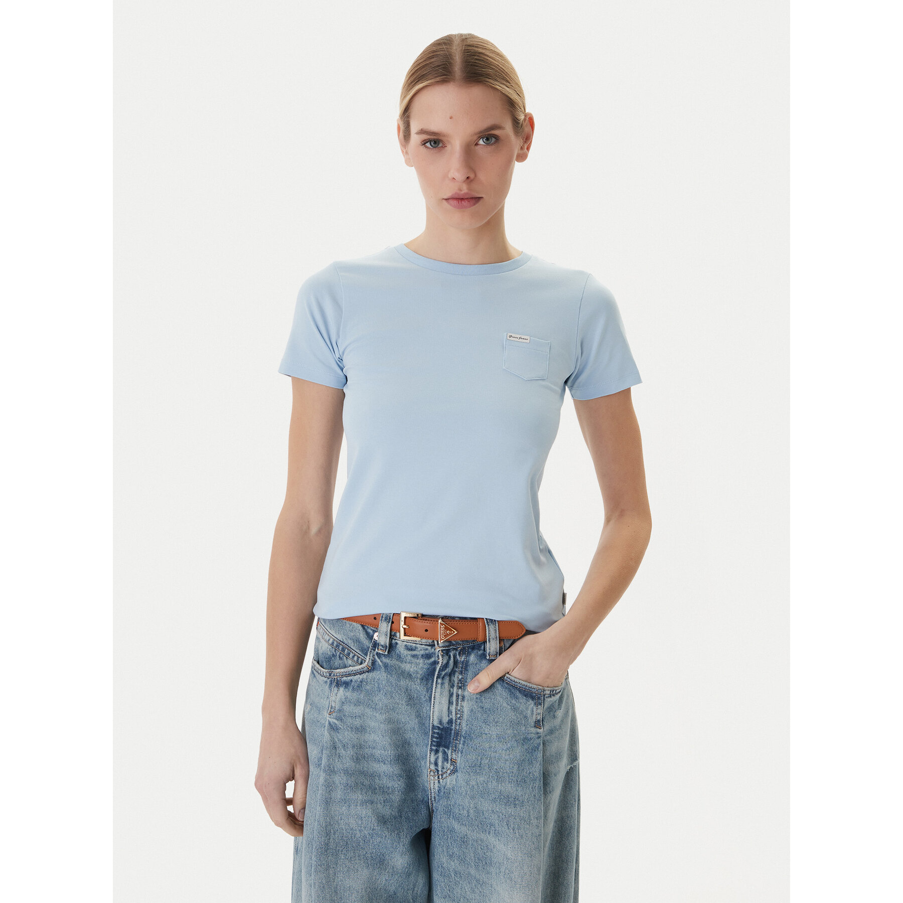 Guess T-shirt W5RI52 J1314 Svijetloplava Regular Fit