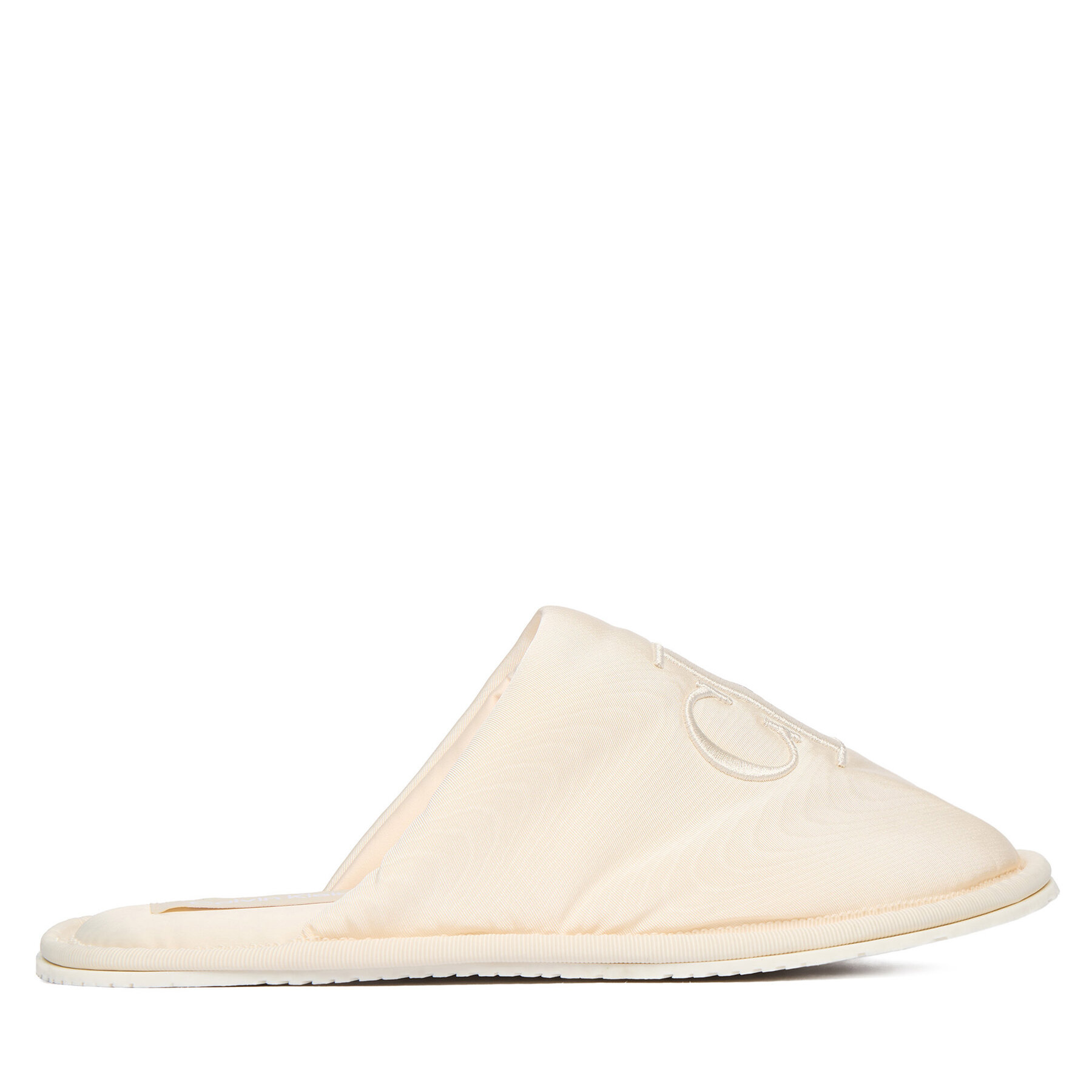 Papuci de casă Calvin Klein Jeans Slipper Satin Moire YW0YW02053 Écru