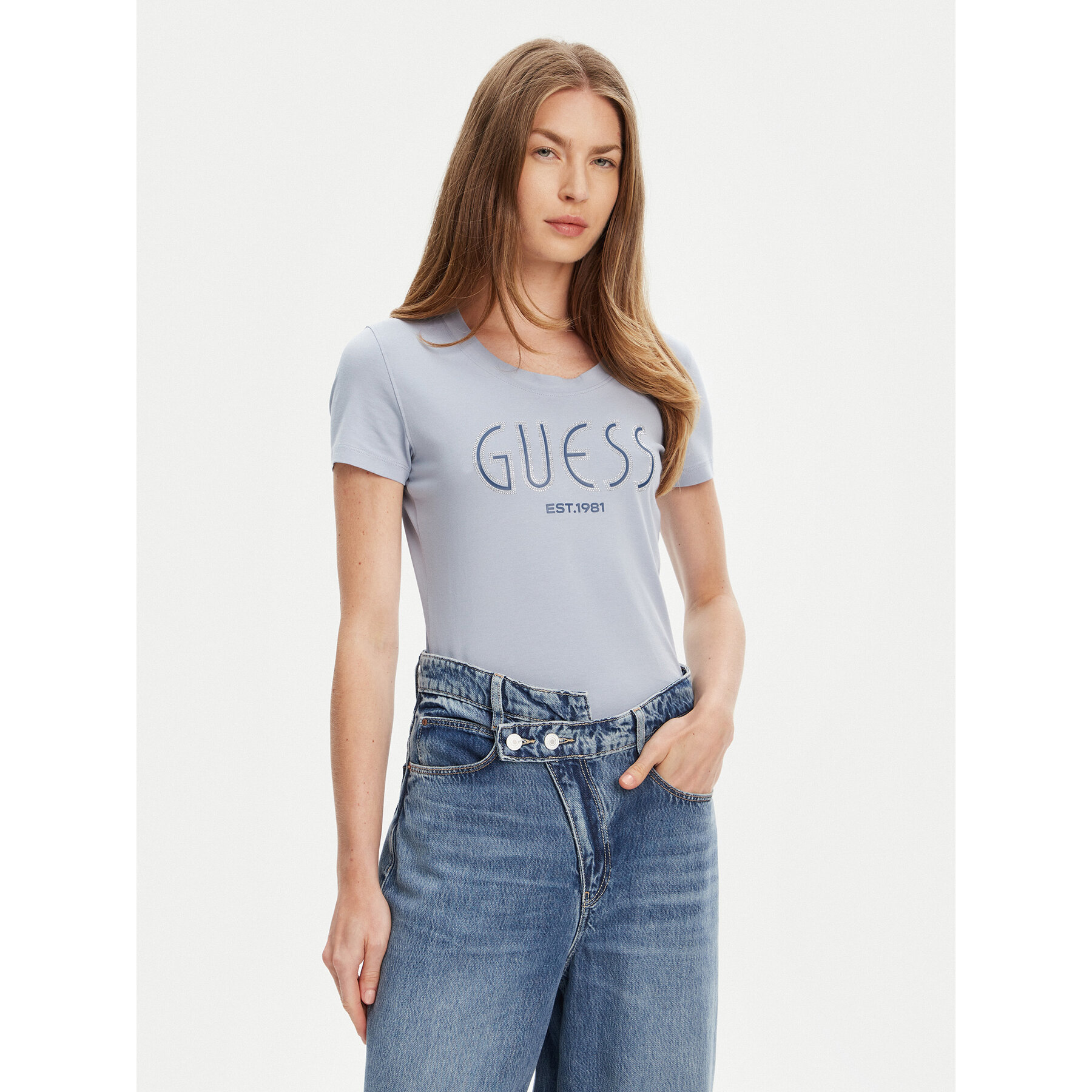Guess T-Shirt W5YI05 J1314 Μπλε Regular Fit