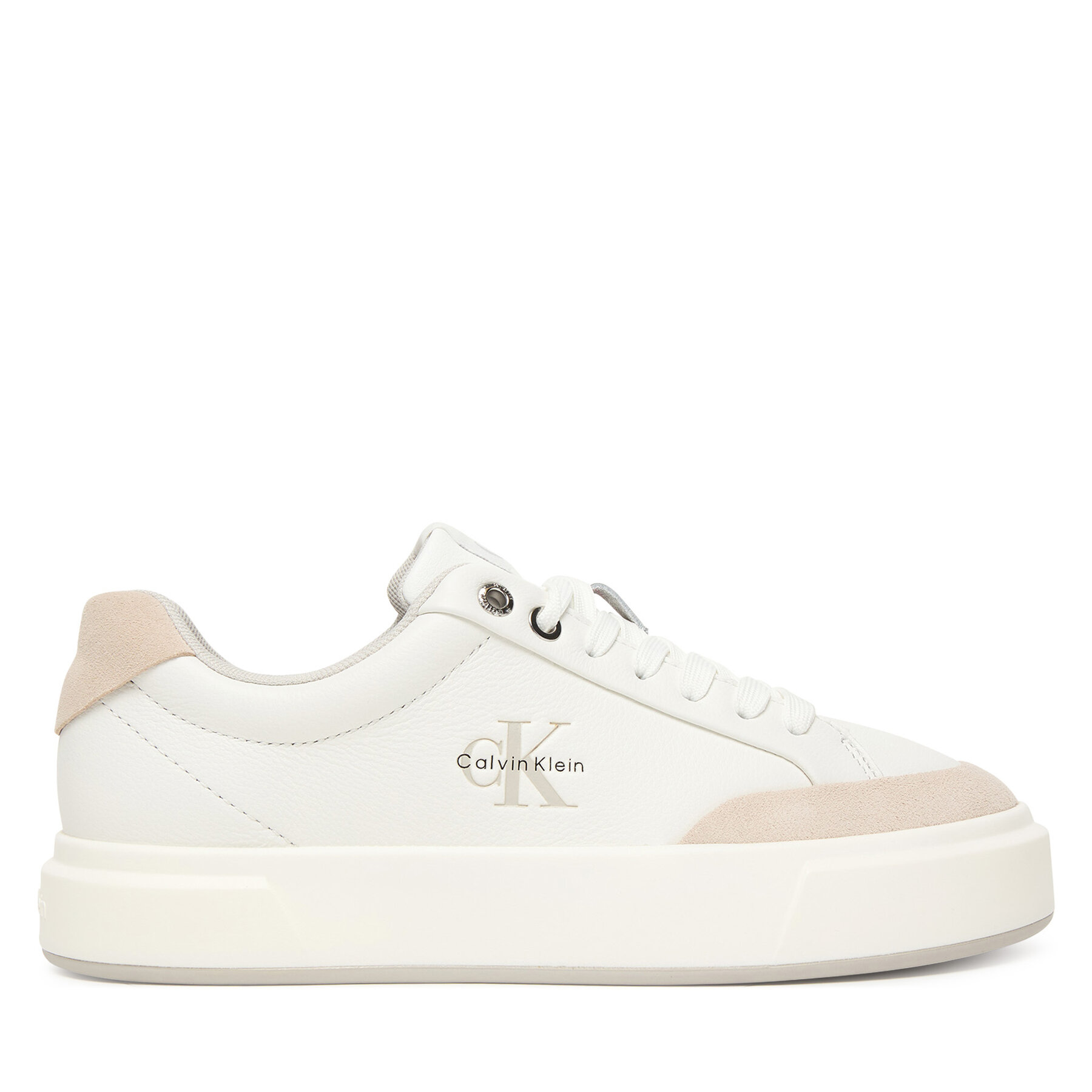 Sneakersy Calvin Klein Basket Cupsole Laceup Lth Mix YW0YW02023 Biela