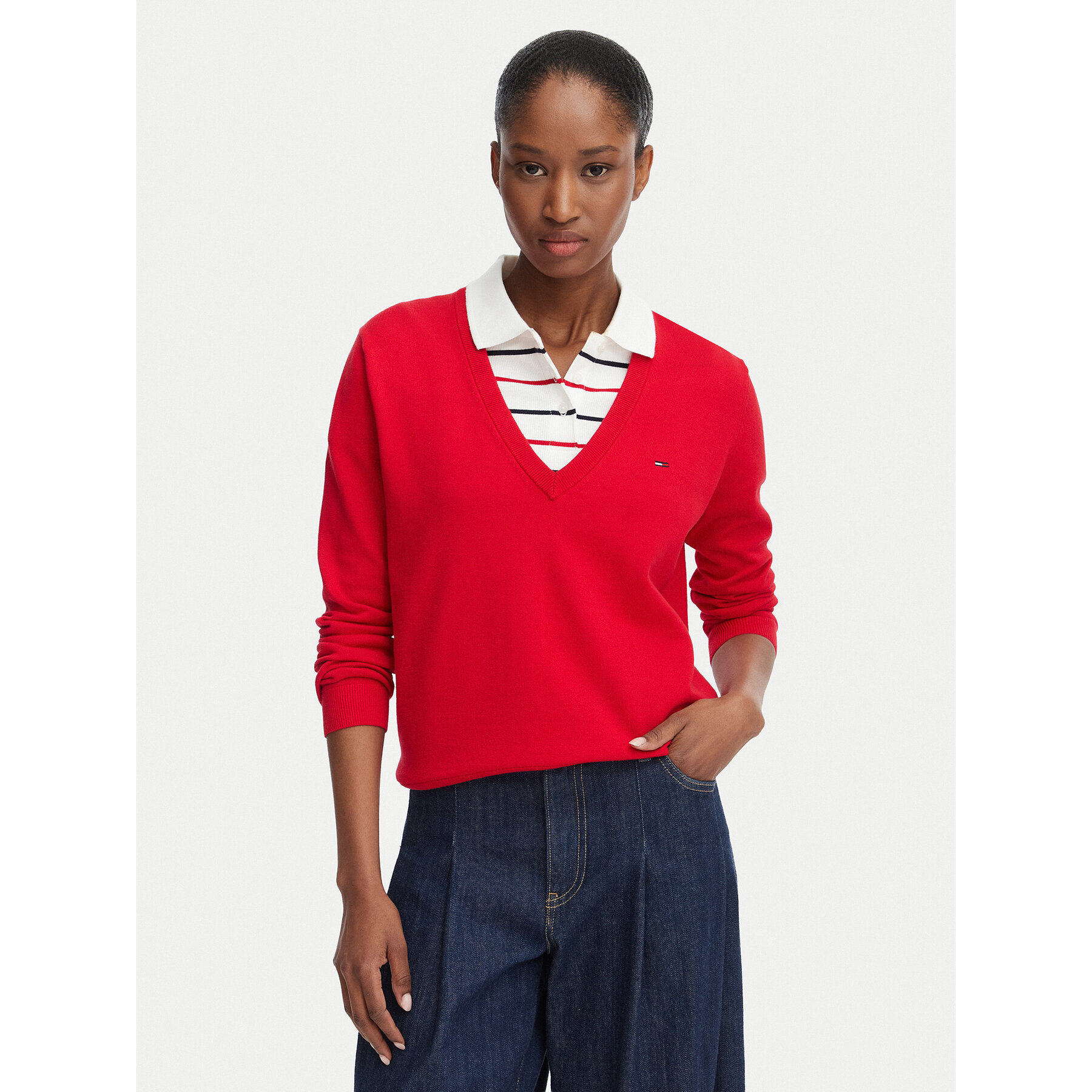 Tommy Jeans Pullover Essential DW0DW19888 Rot Regular Fit