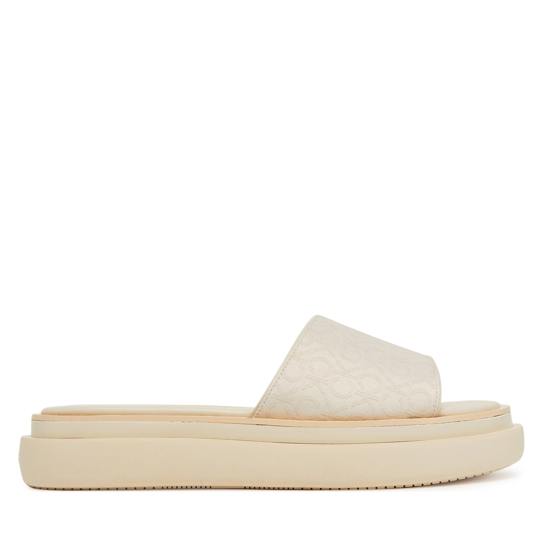 Iešļūcenes Calvin Klein Flatform Slide Jacq HW0HW02461 Écru