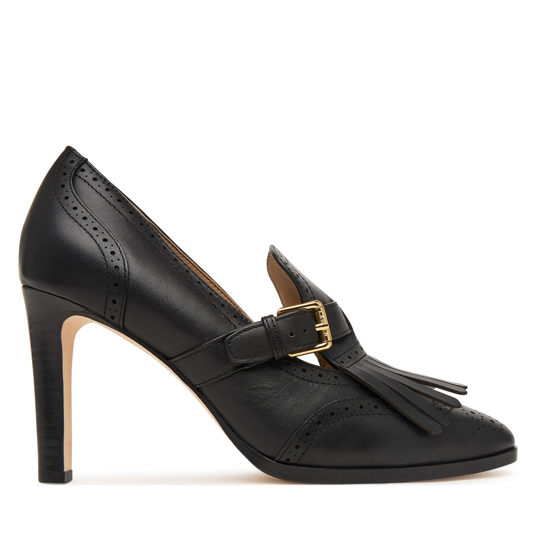 Cipele LAUREN RALPH LAUREN Colleen Perforated Calfskin Kiltie Pump 802P02364002 Crna