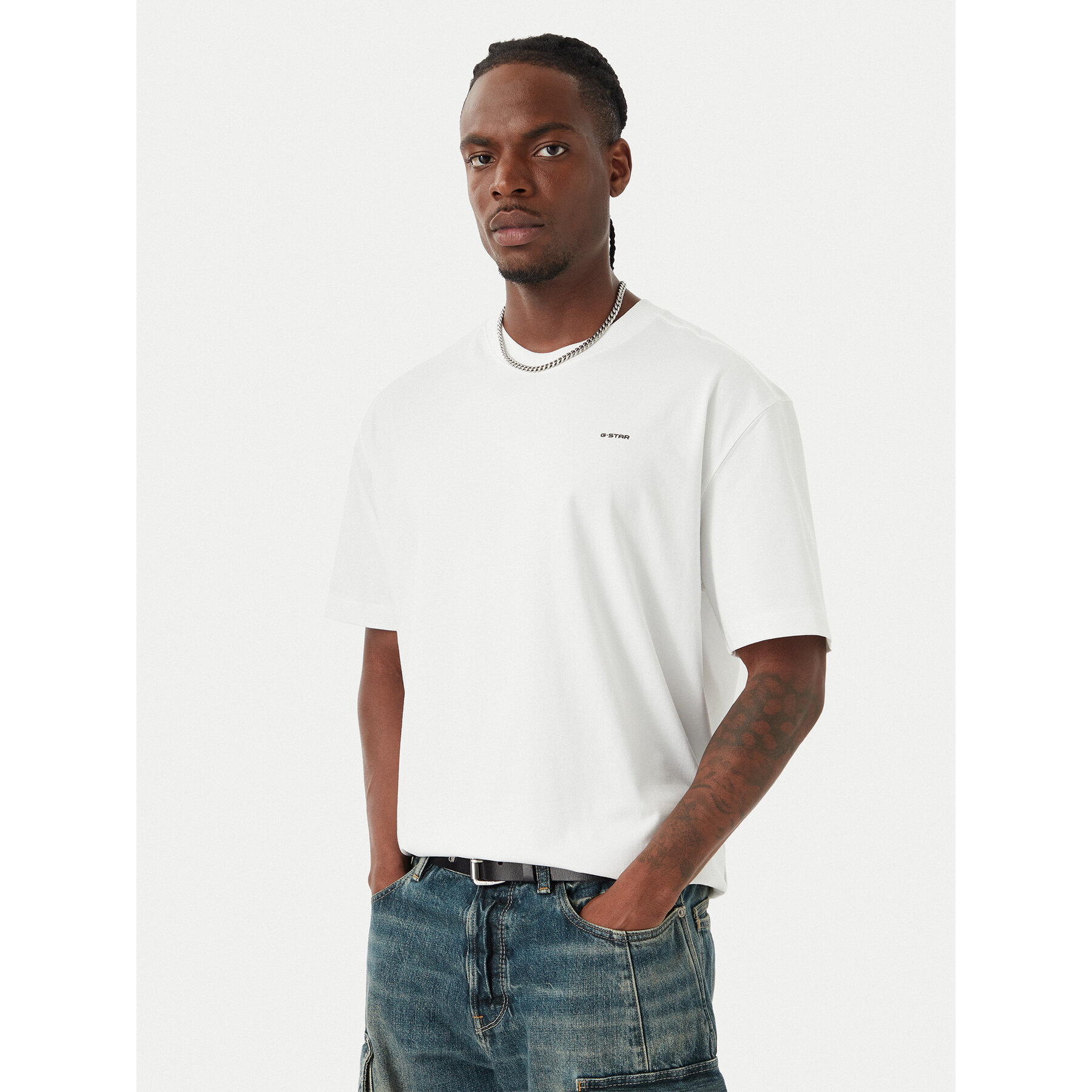 G-Star Raw T-Shirt Back D28884-E385 Weiß Relaxed Fit
