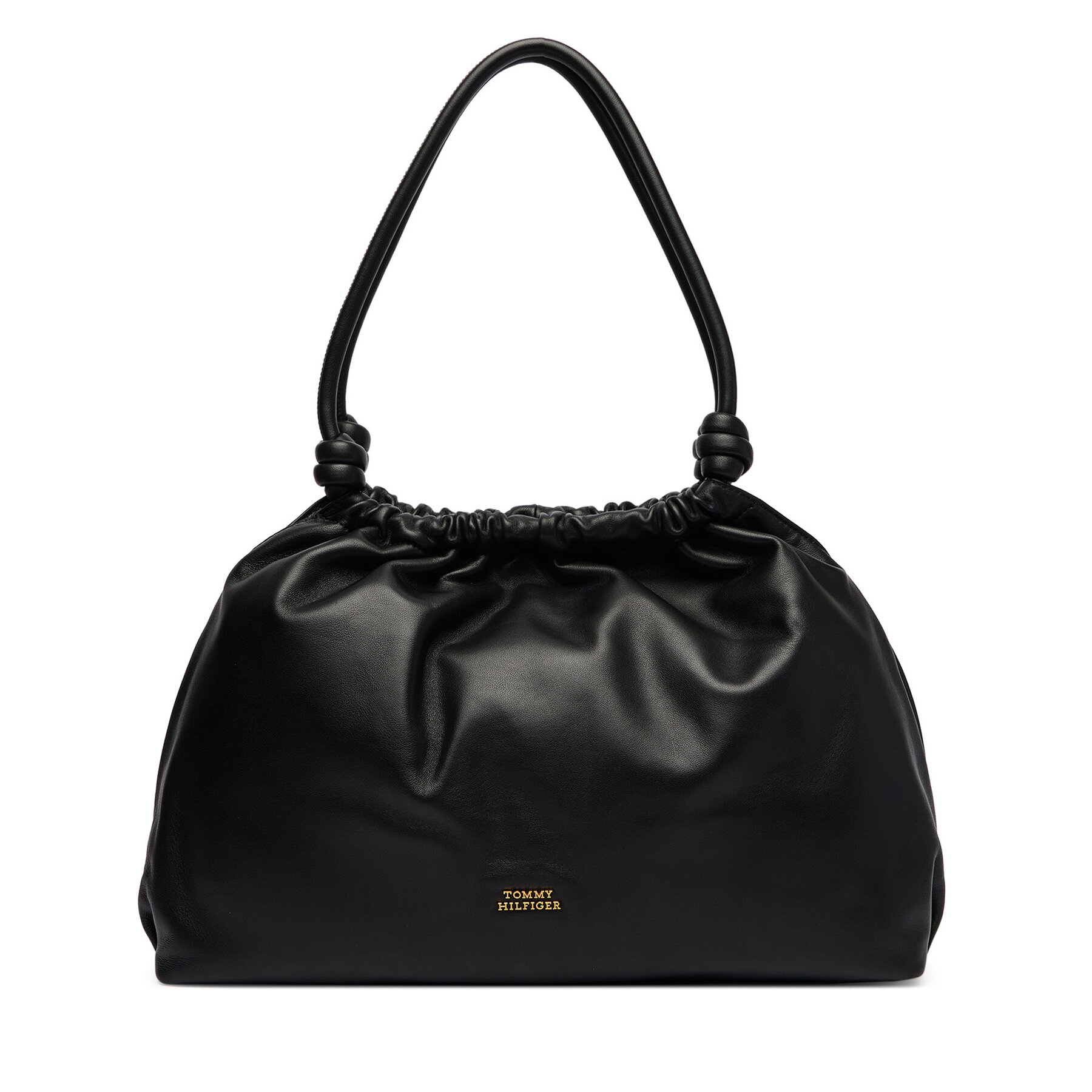 Geantă Tommy Hilfiger Th Soft Leather Hobo AW0AW18376 Negru