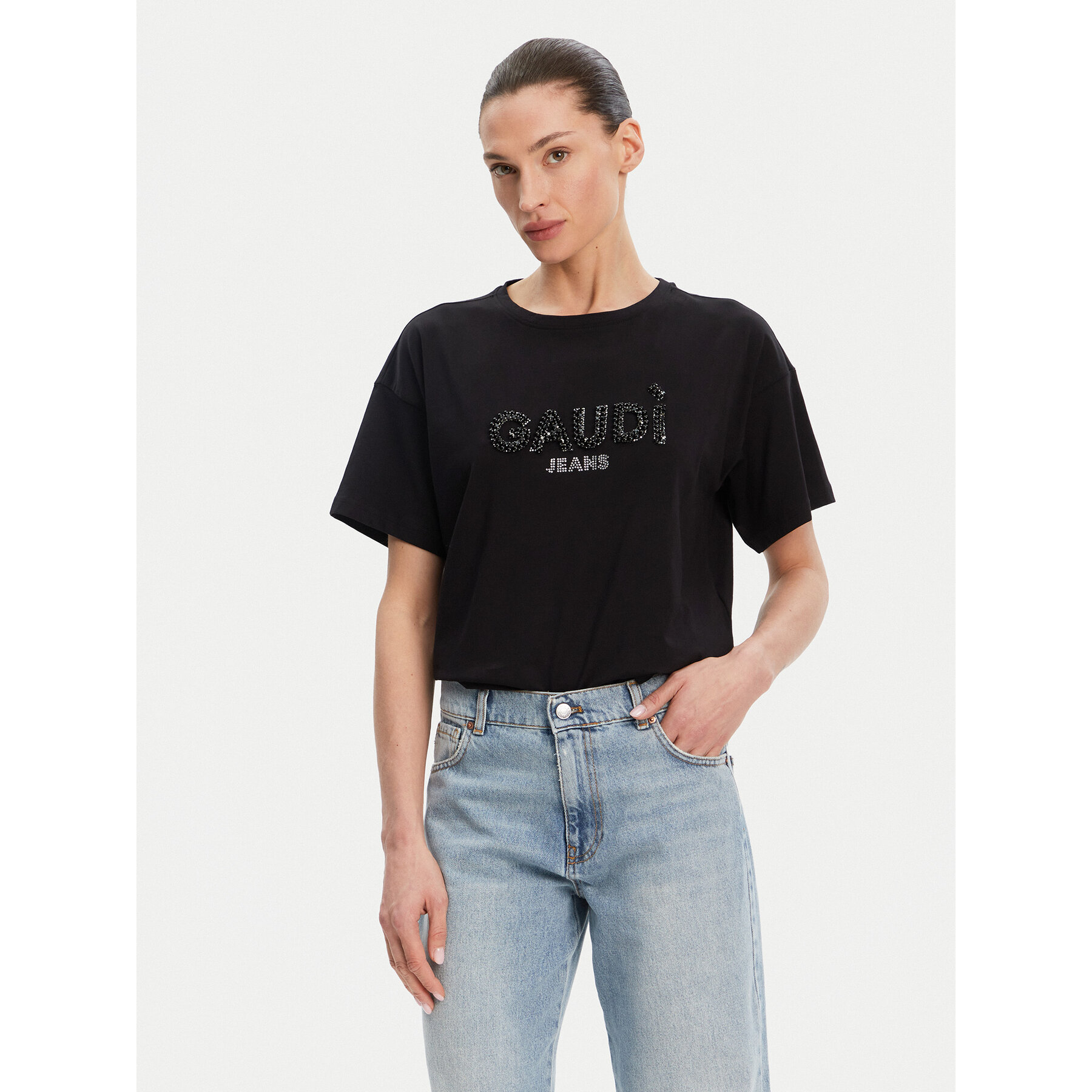 Gaudi Póló 511BD64030 Fekete Regular Fit