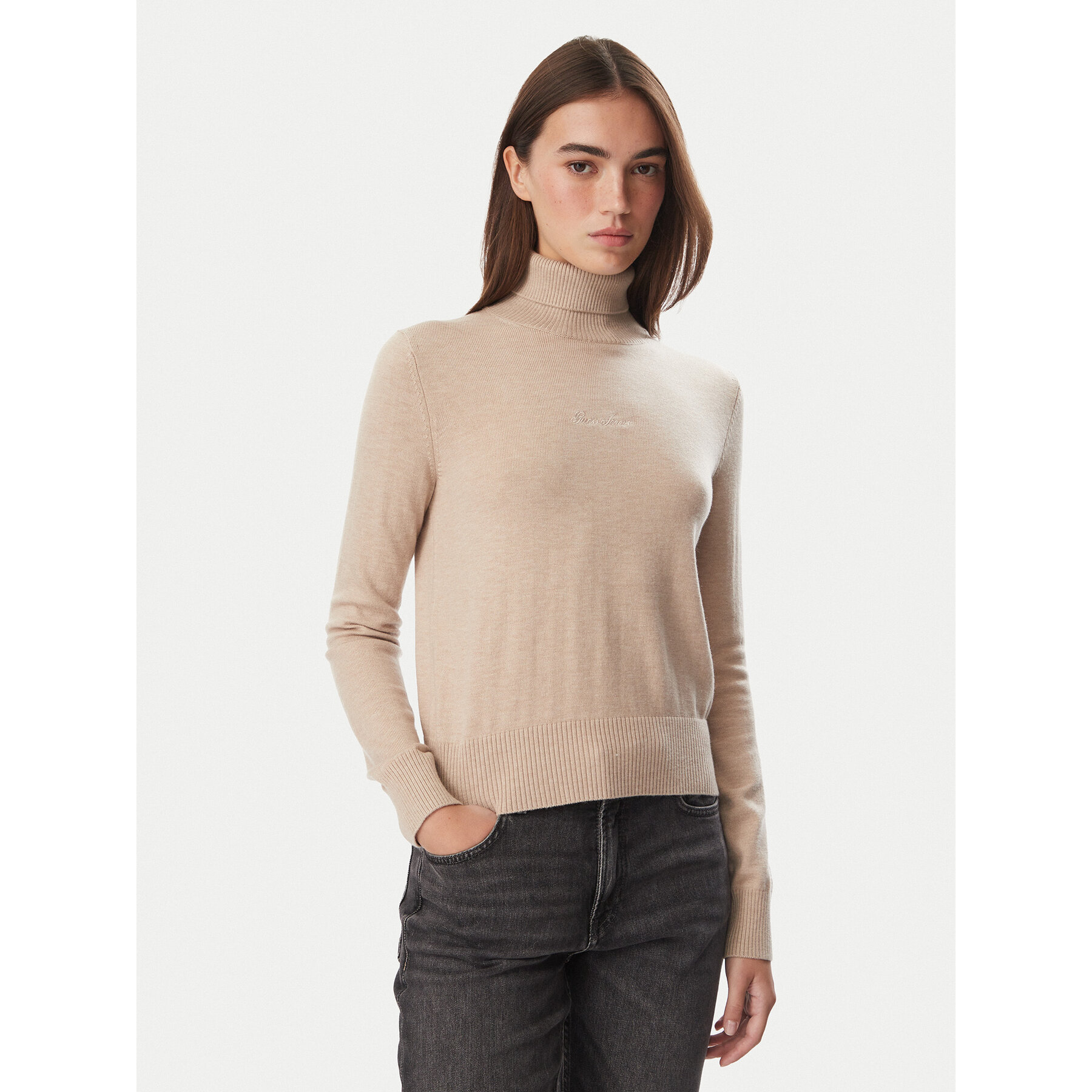 Guess Jeans Rollkragenpullover W6BR03 Z1246 Beige Regular Fit