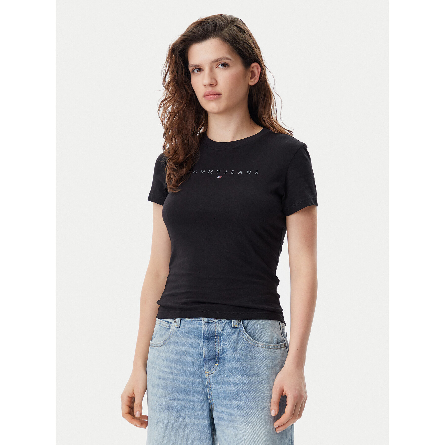 Tommy Jeans Póló Tonal Linear DW0DW20315 Fekete Slim Fit