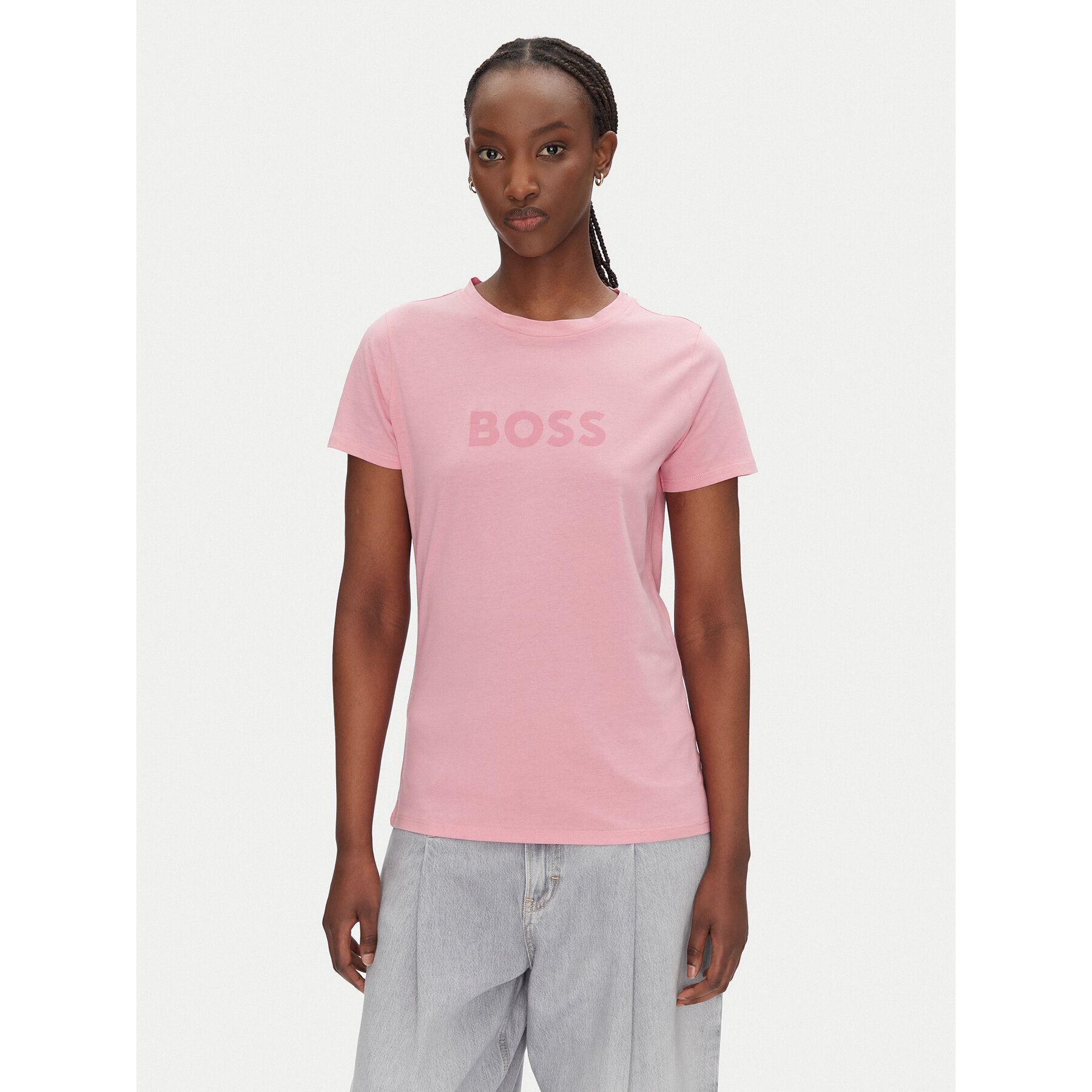 BOSS Póló C_Elogo_5 50501139 Rózsaszín Regular Fit