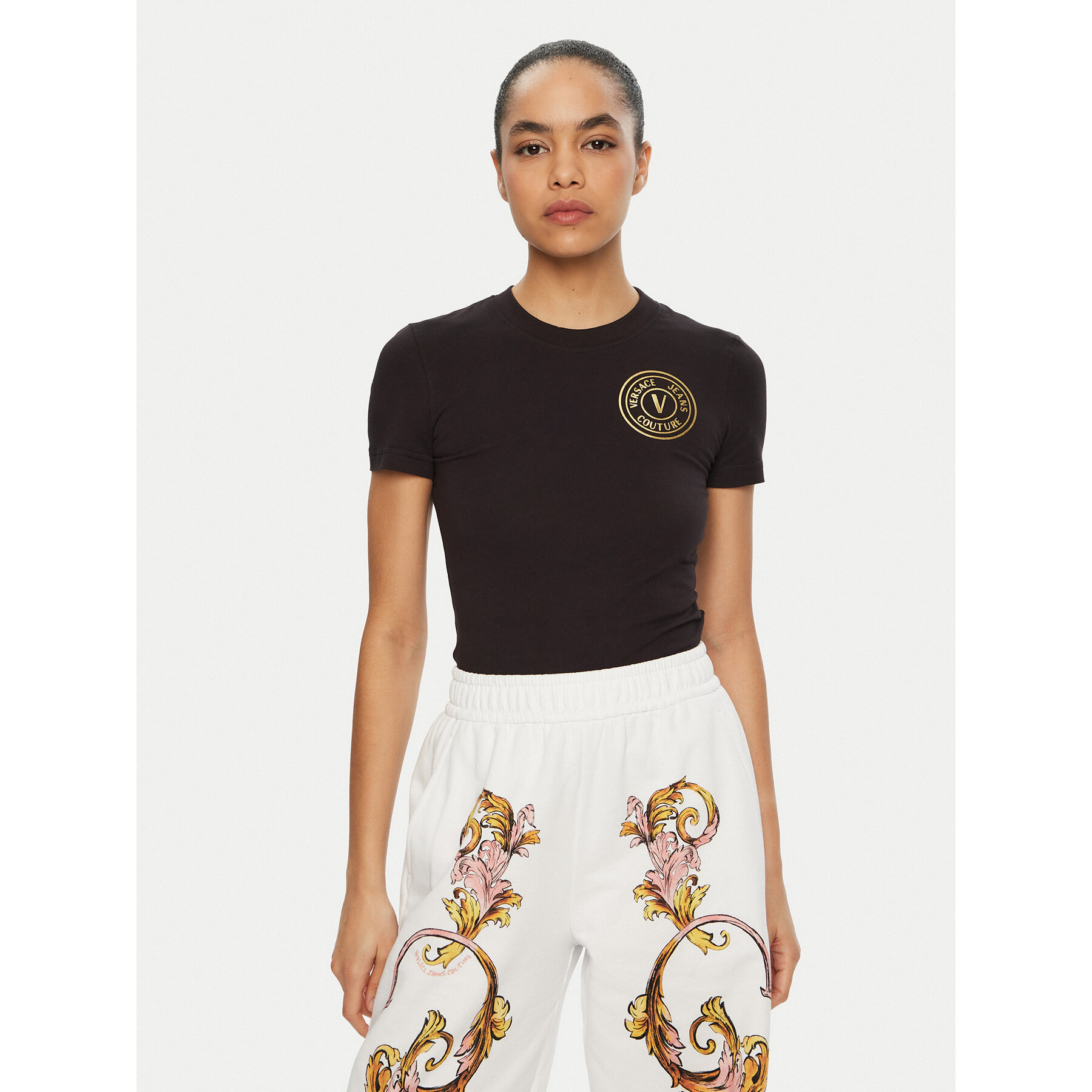 Versace Jeans Couture Póló 78HAHT00 Fekete Regular Fit