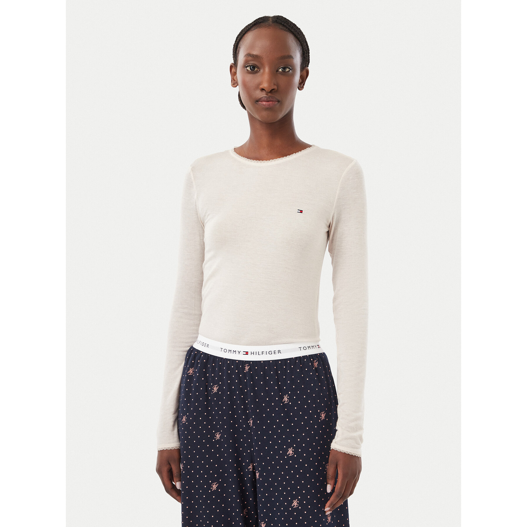 Tommy Hilfiger Bluse UW0UW06611 Hellbeige Slim Fit