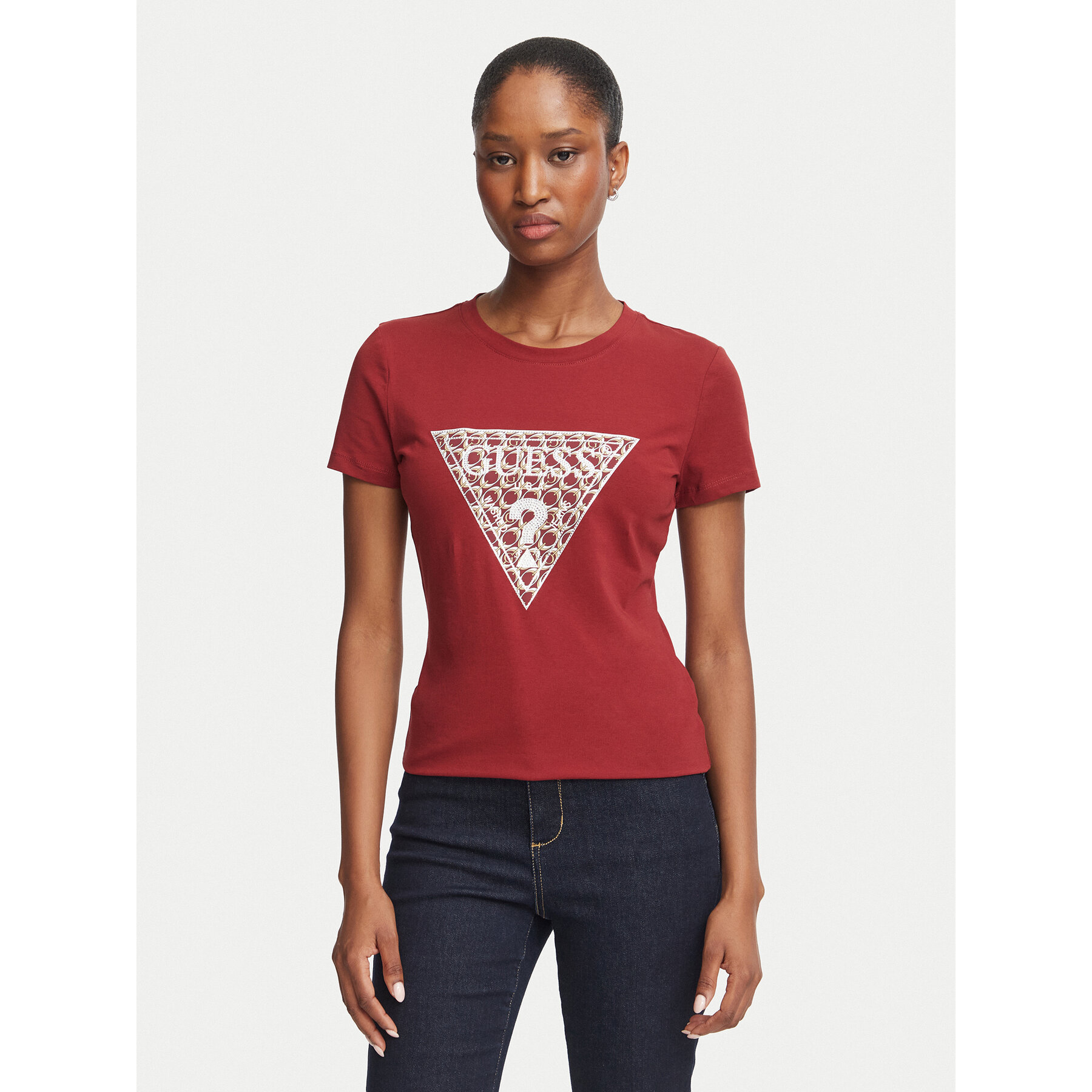 Guess Majica W6BI61 K7948 Bordo rdeča Regular Fit