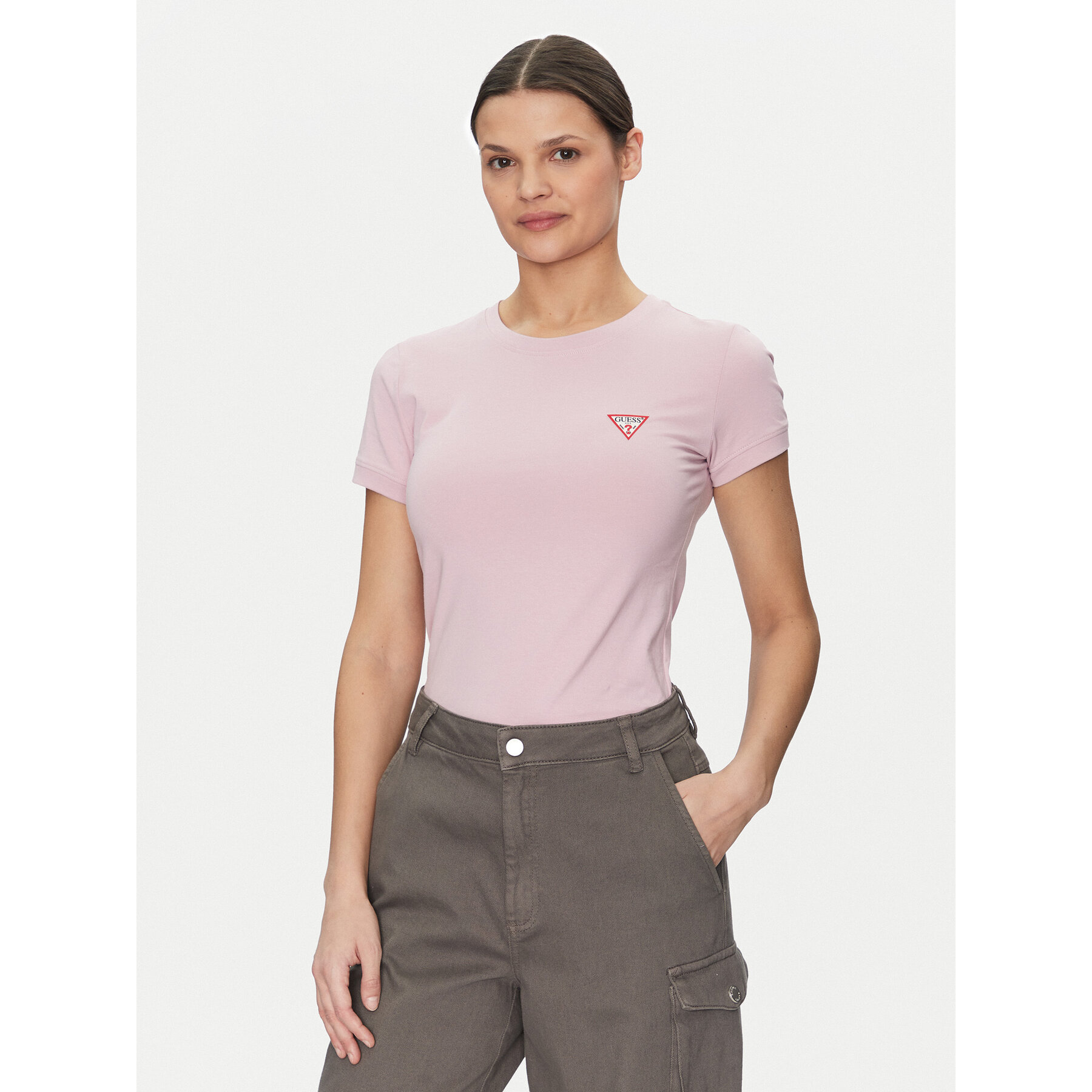 Guess Póló W2YI44 J1314 Rózsaszín Slim Fit