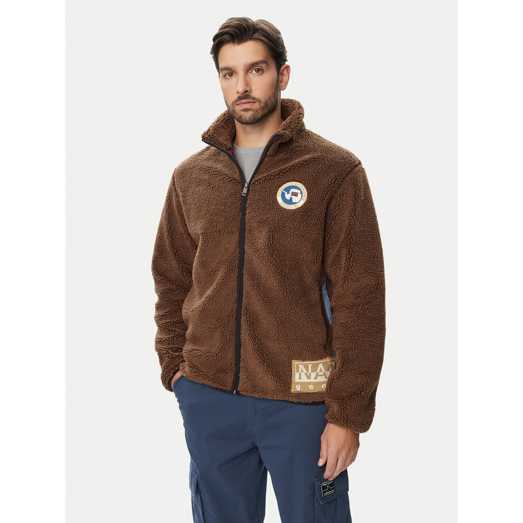Napapijri Fleecejacke T-Archive NP0A8APE Braun Relaxed Fit