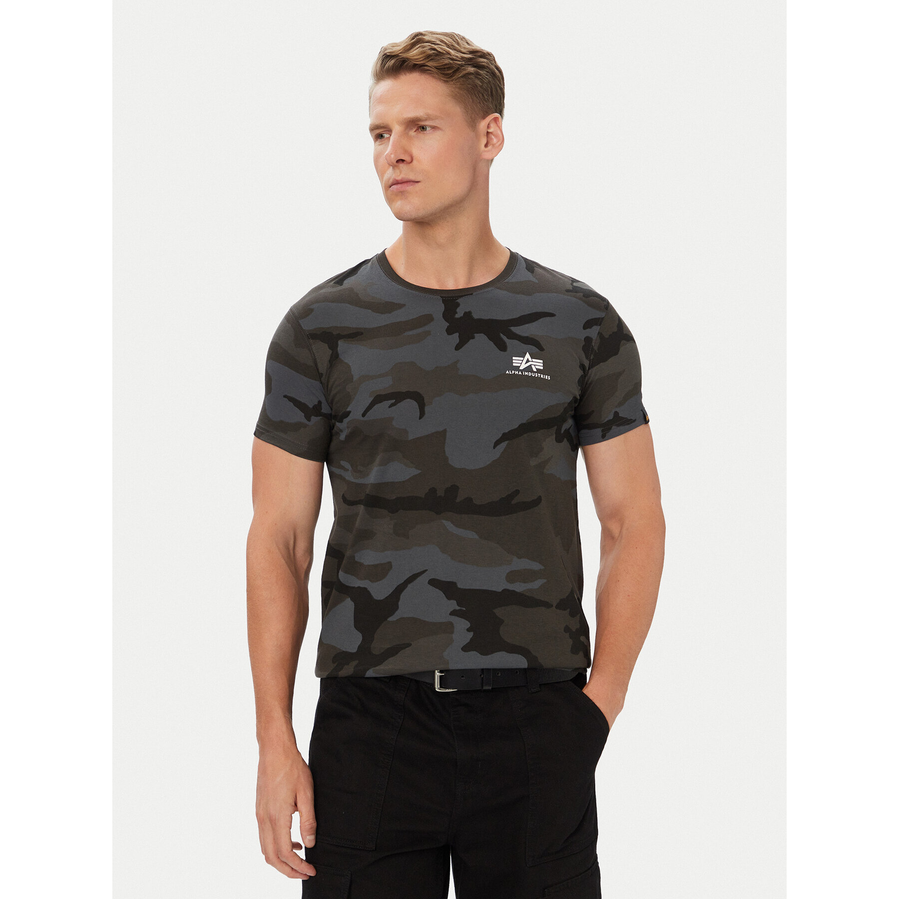 Alpha Industries T-shirt Basic T Small Logo Camo 188505C Siva Regular Fit